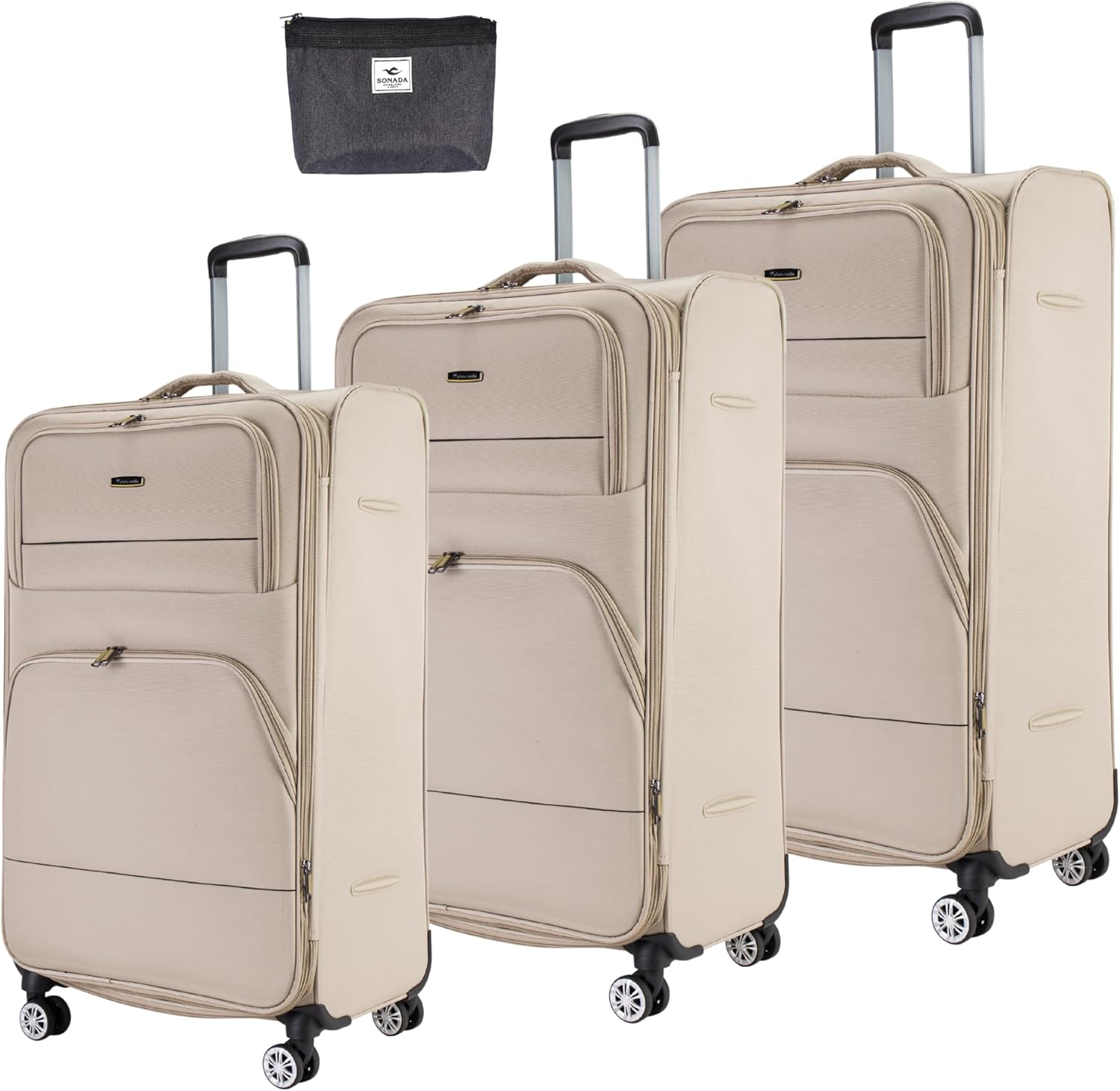 Pierre Cardin Softside Luggage Set of 3 Extra Large Size Premium and