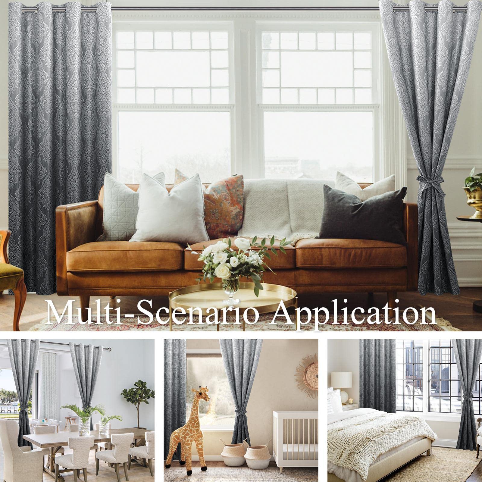 ستائر تعتيم أومبري دمشقية من جيوزهين لغرفة النوم 132 × 244 سم