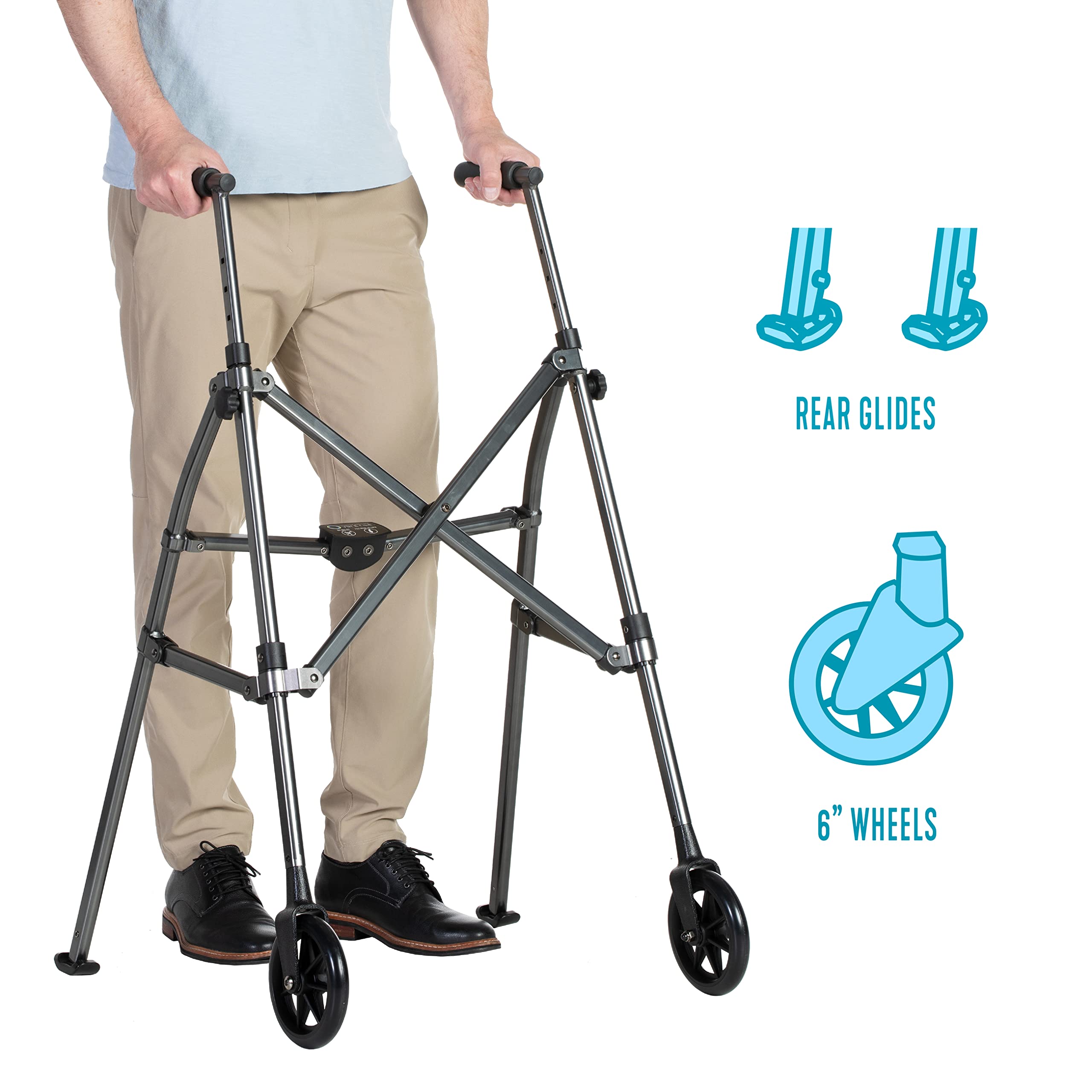 مشاية Stander Wonder Walker خفيفة الوزن قابلة للطي وموفرة للمساحة للبالغين وكبار السن (أزرق كوبالت)