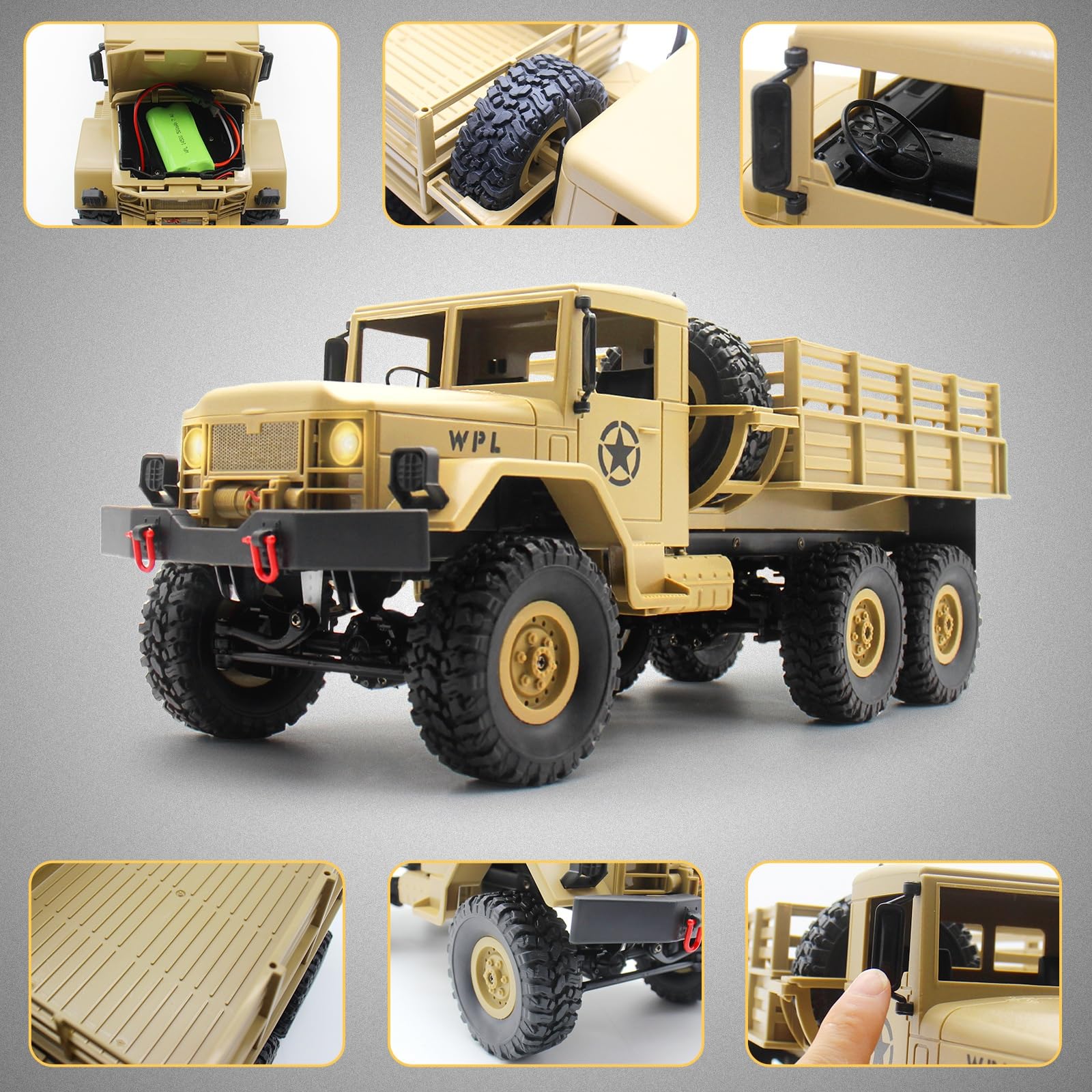 Spobot RC Military Transport Truck, RC Off-Road Vehicle 6WD with All Terrain, Remote Control Rack Car With2 Set of Batteries &Realistic Light is Good for Kid Gift