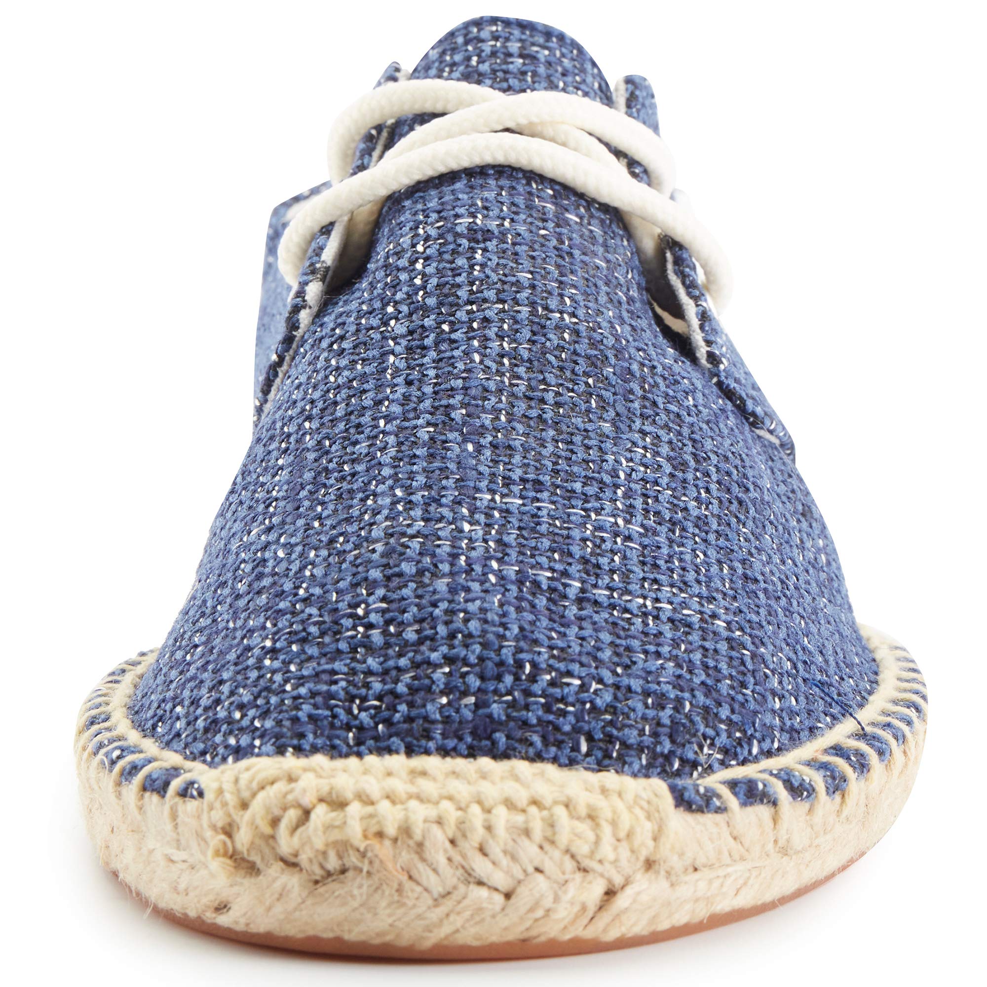 SIZE: 45 - Alexis Leroy Men's Closed Toe Lace Up Canvas Slip on Flat Espadrille Shoes Dark Blue