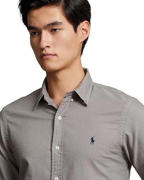 POLO RALPH LAUREN Men's Long Sleeve Slim Fit Oxford color gray