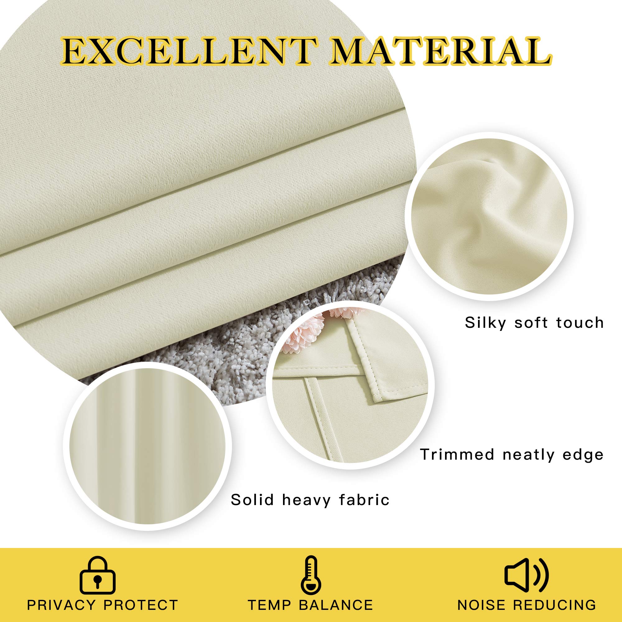 ستارة NICETOWN لتعتيم الغرفة باللون البيج عرض 167.6 سم × طول 213 سم.