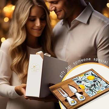 KAITON CRAFT Charcuterie Boards - Wooden Cheese Server Tray with Knife Set, Chauratri Serving Gift for Mothers Day, Anniversary, Party & Kids, Food Tabla de Quesos