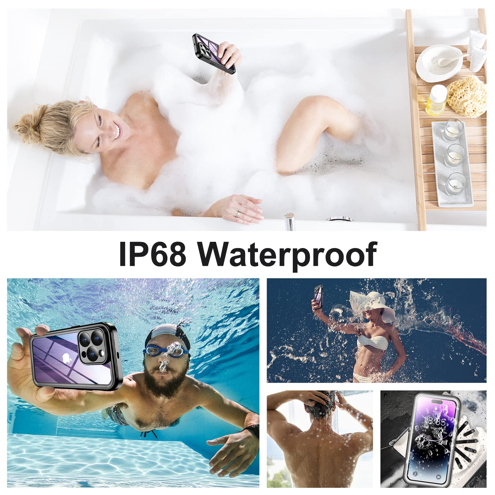 Temdan [Real 360 for iPhone 14 Pro Max Case Built-in 9H Tempered Glass Camera Lens & Screen Protection