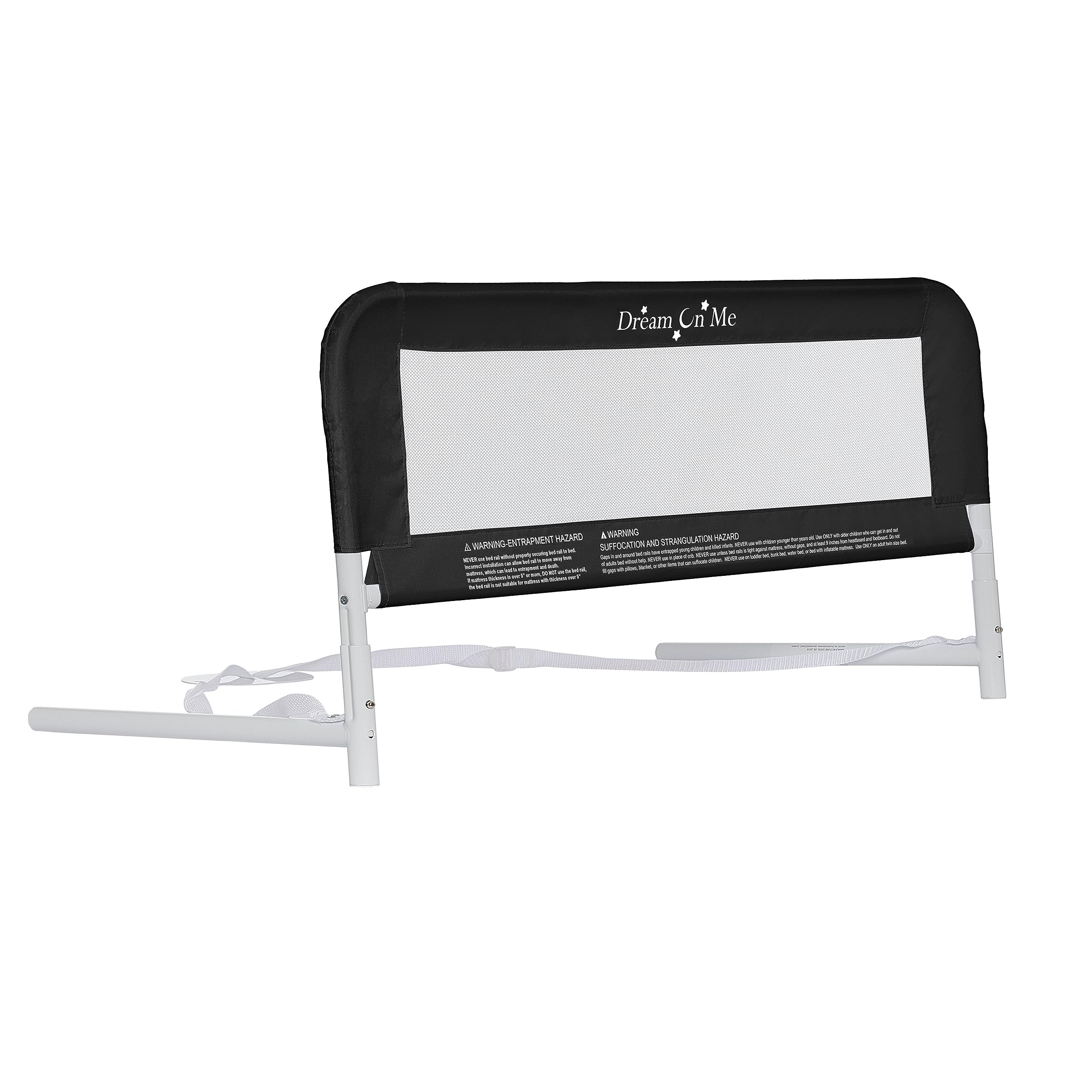 Dream On Me Lightweight Mesh Security Adjustable Bed Rail for Toddler(Black)
