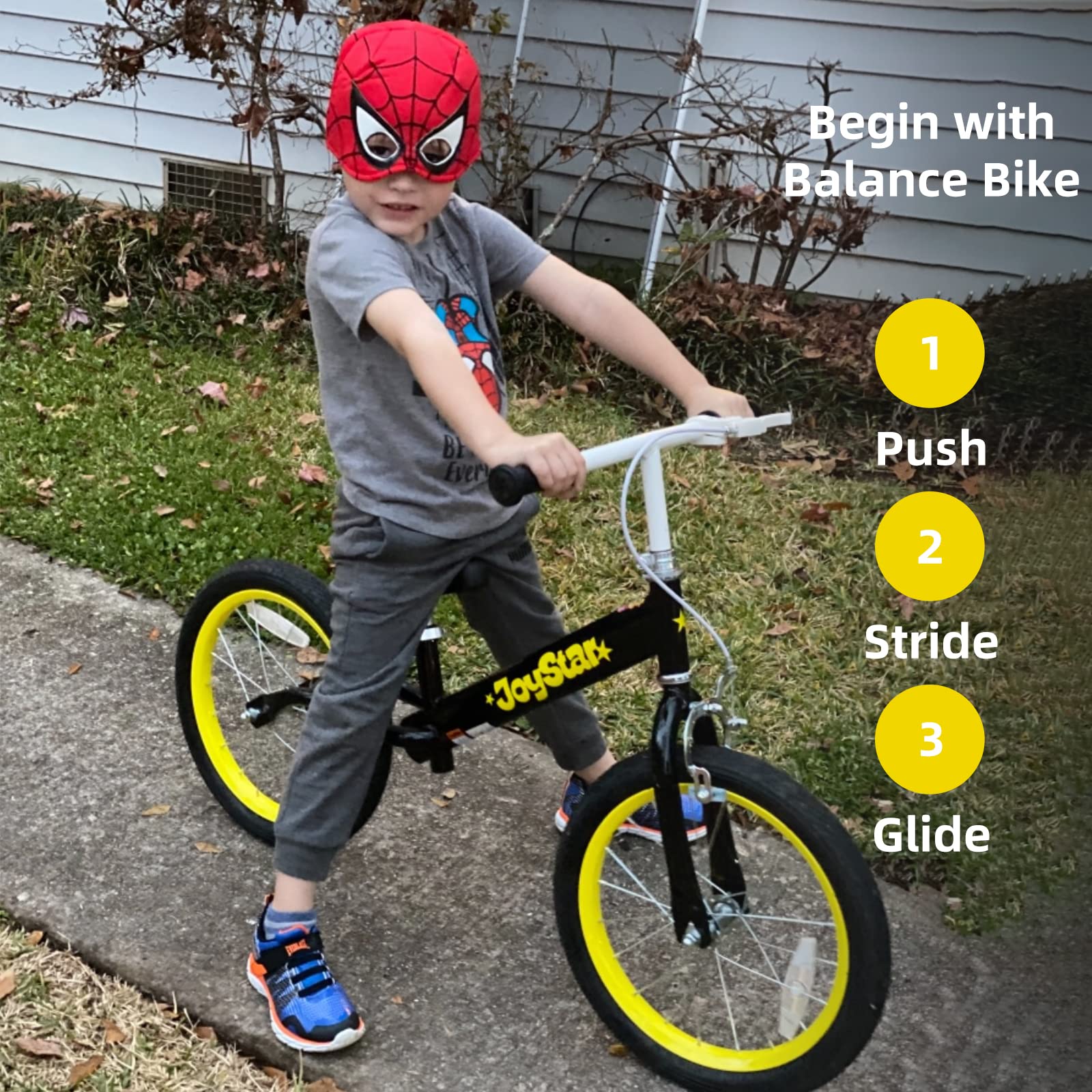 JOYSTAR 16 Inch Balance Bike for Big Kids 5 to 8 Years Old with Adjustable Seat, No Pedal Training Bicycle