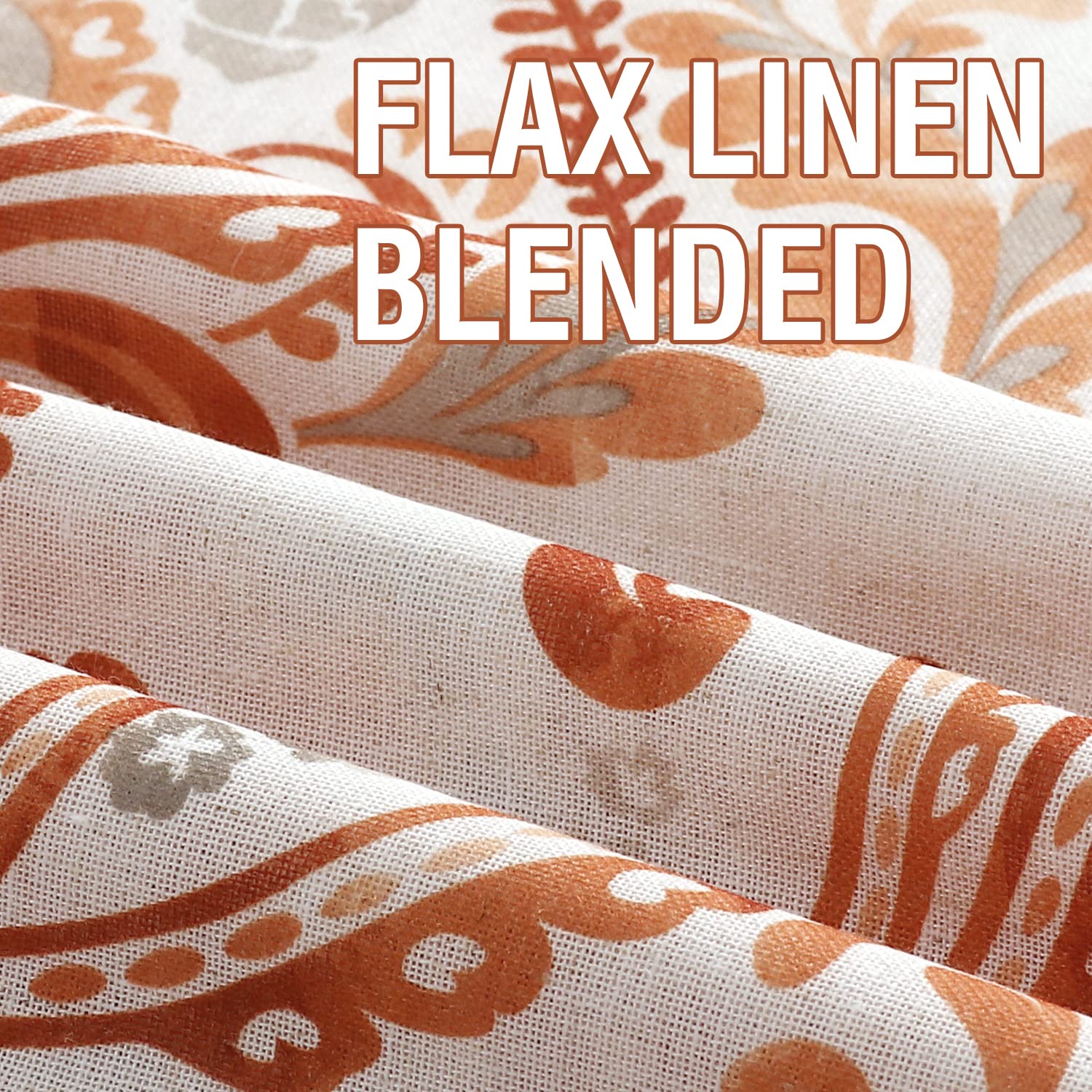 ستائر كتان من H.VERSAILTEX بطول 160 سم، مكونة من لوحين، لون أحمر تيري، بنقشة زهور