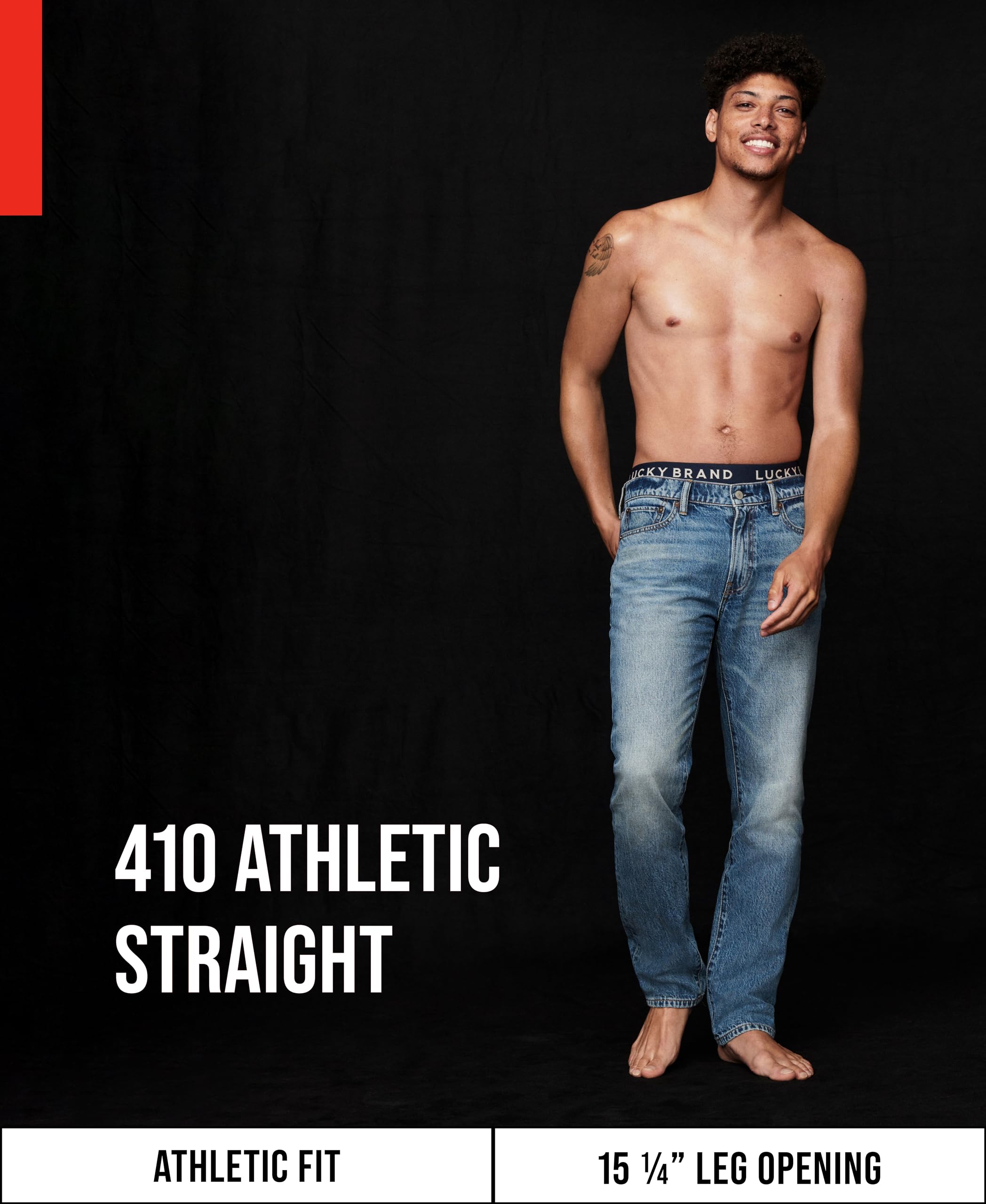 SIZE: 40X34 - Lucky Brand Men 410 Athletic Fit Jean, Black Rinse, 40W x 34L