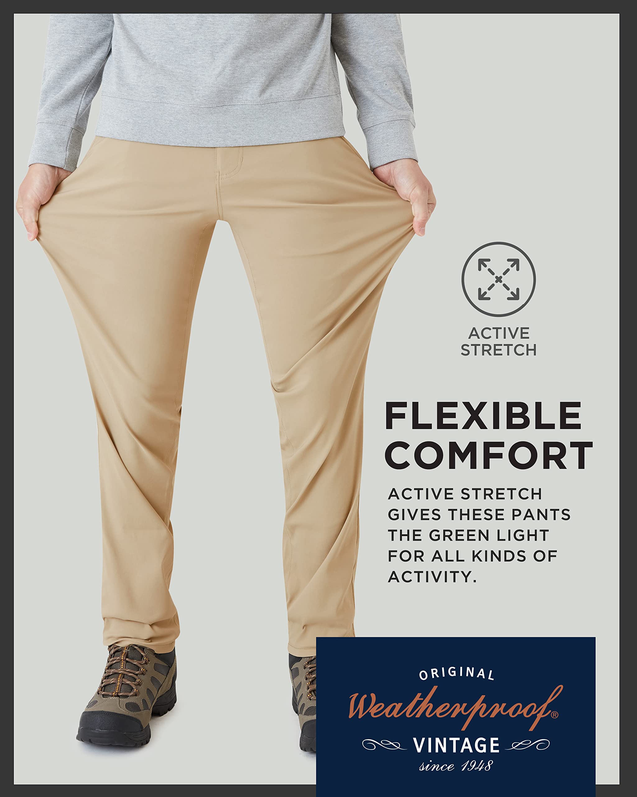SIZE 32X32 - Weatherproof Vintage Men's Regular Fit Excursion Pants - Ultra Stretch Casual Flat Front Chino