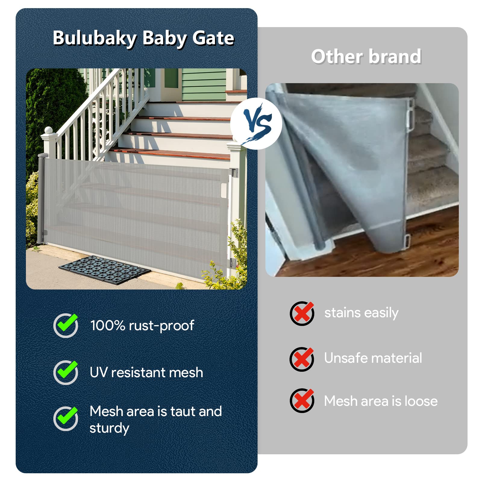 Bulubaky Retractable Baby Gates Dog Gates