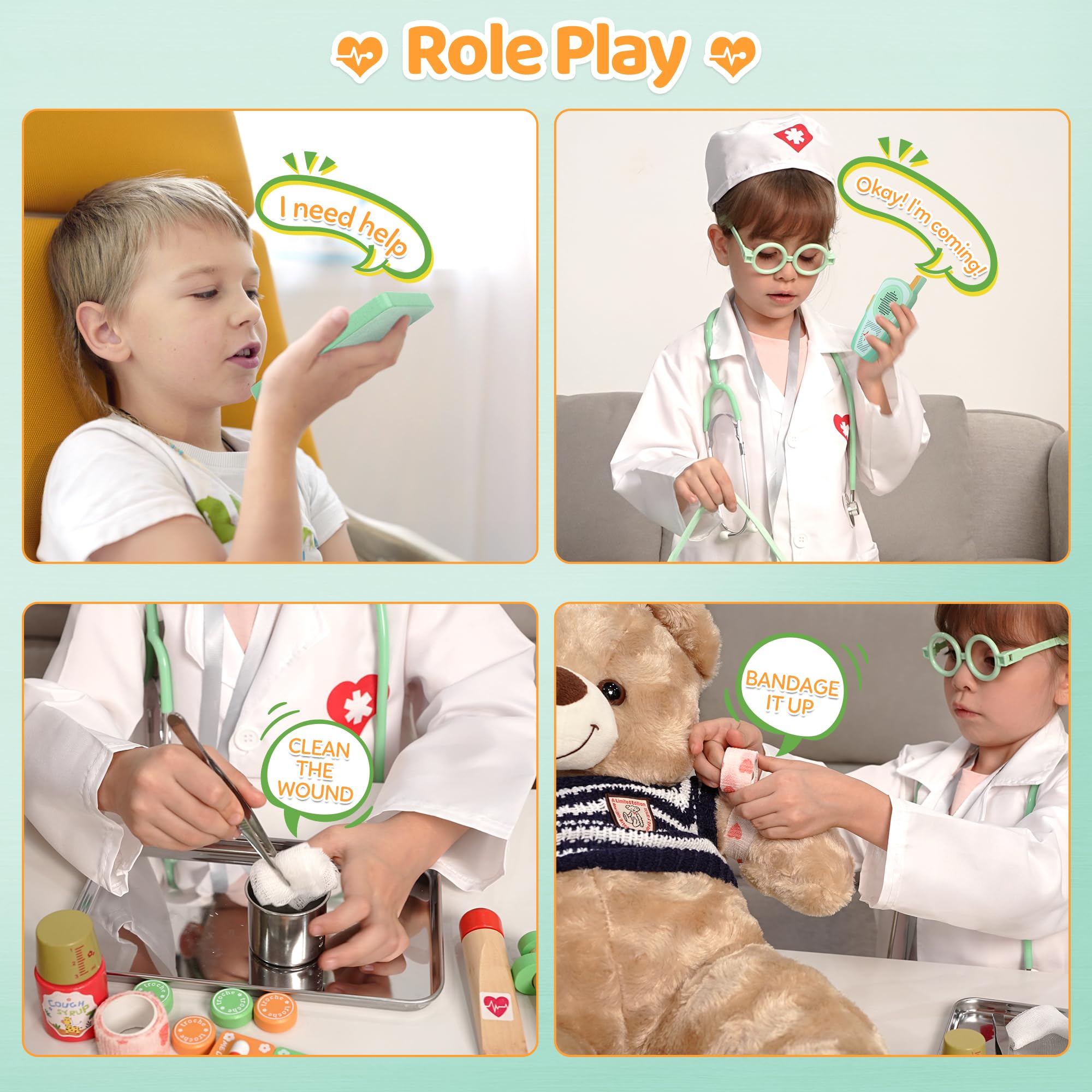 Liberry Doctor Kit for Toddlers Aged 3 4 5, Kids Doctor Play Set with Real Stethoscope & Medical Bag, Pretend Doctor Toys for Boys Girls Birthday Gift