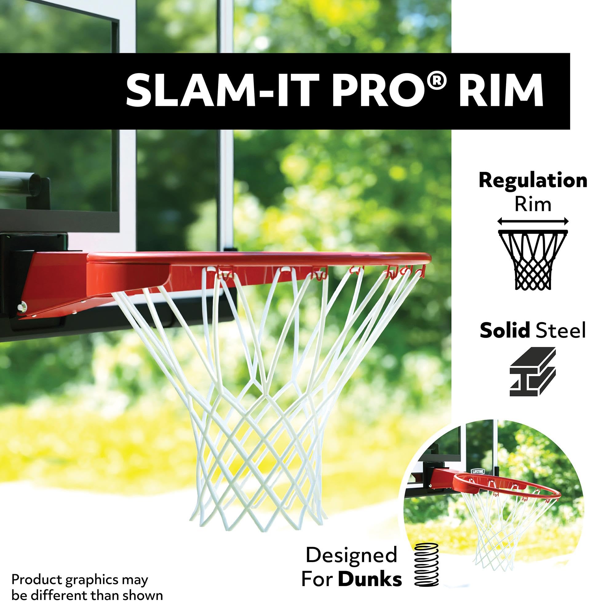 Lifetime 73729 48 in. Shatter Proof Backboard Rim Combo, Orange/white, One Size