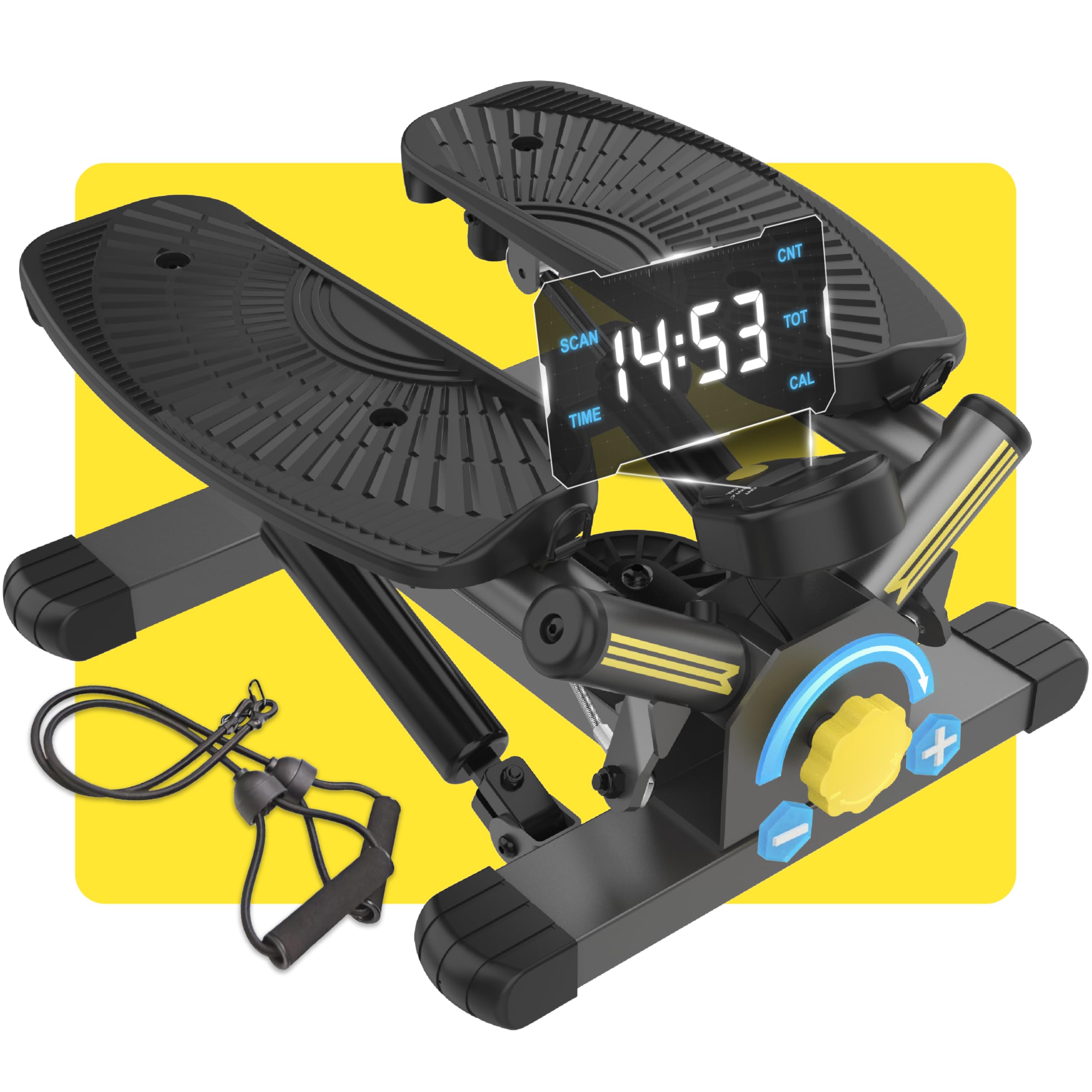 ZIWWVY Stepper Machine with Resistance Bands, Mini Stepper with 136 kg capacity