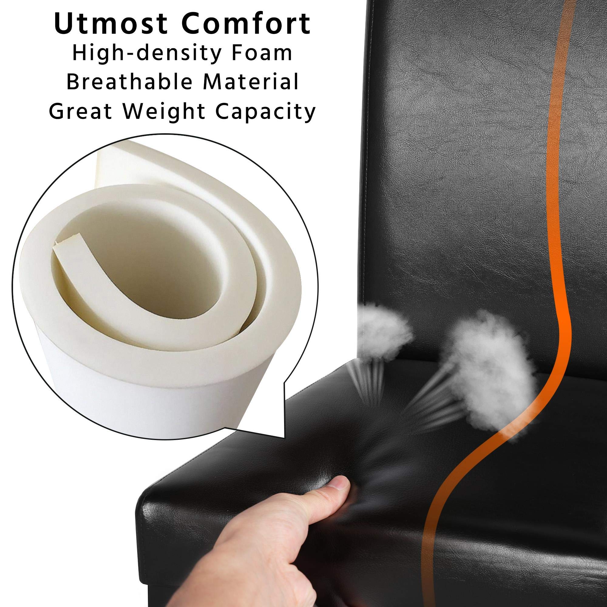 Chair High Chair Seat, Boho Accent Chair 4PCS Black Pu Capacity 280LB 16.5" L 16" W 38.58" H Living Room Bedroom Dining Rooms Garden