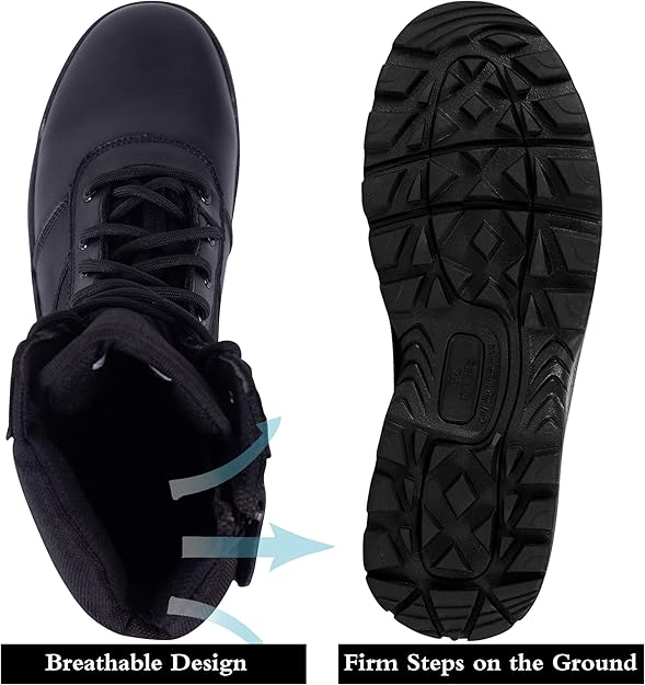 SIZE: 43 - RIELD Men's Military Tactical Work Boots Side Zipper Jungle Army Combat Boots,Black