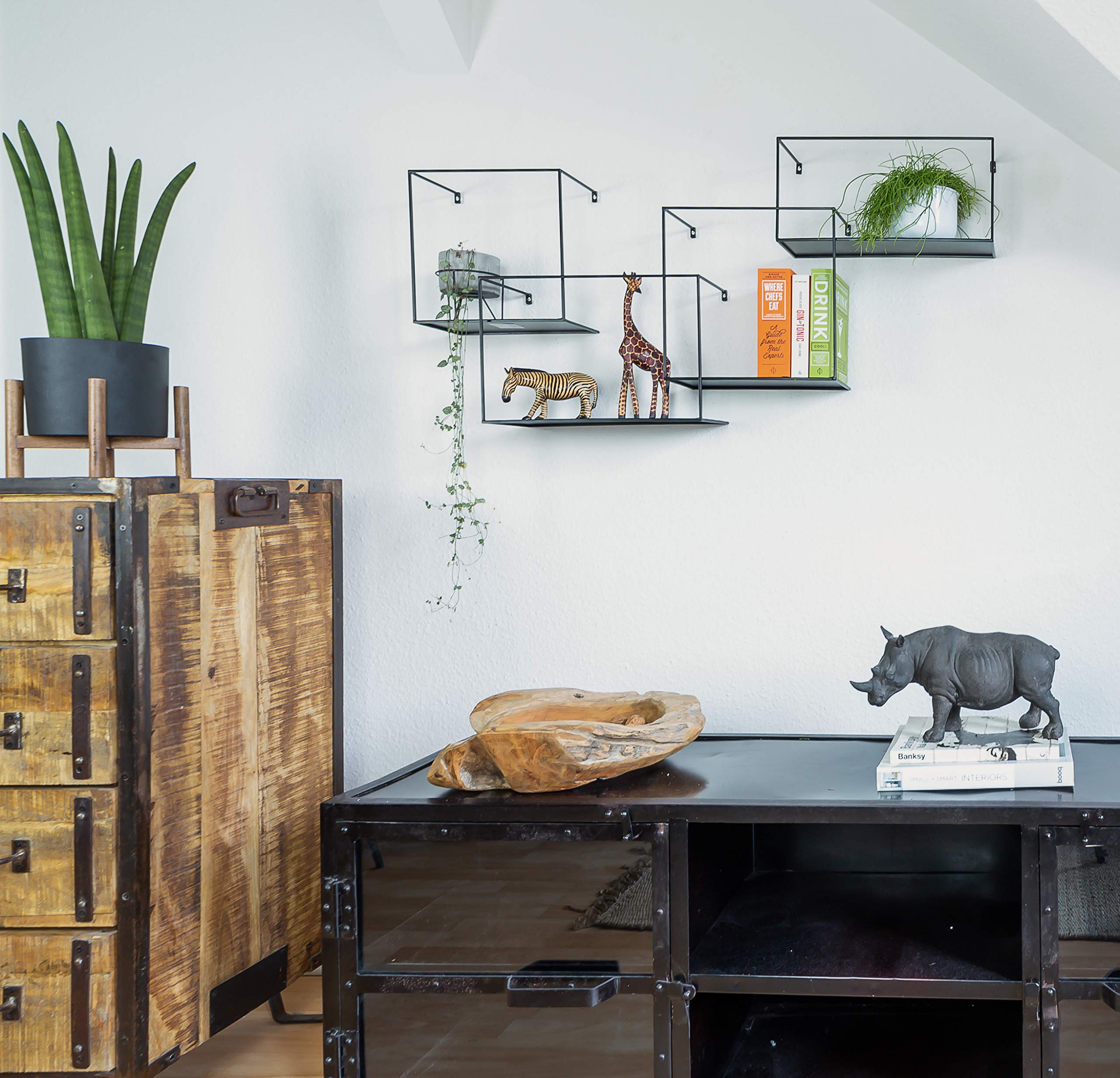 kimisty Set of 3 Metal Intersecting Wall Shelves