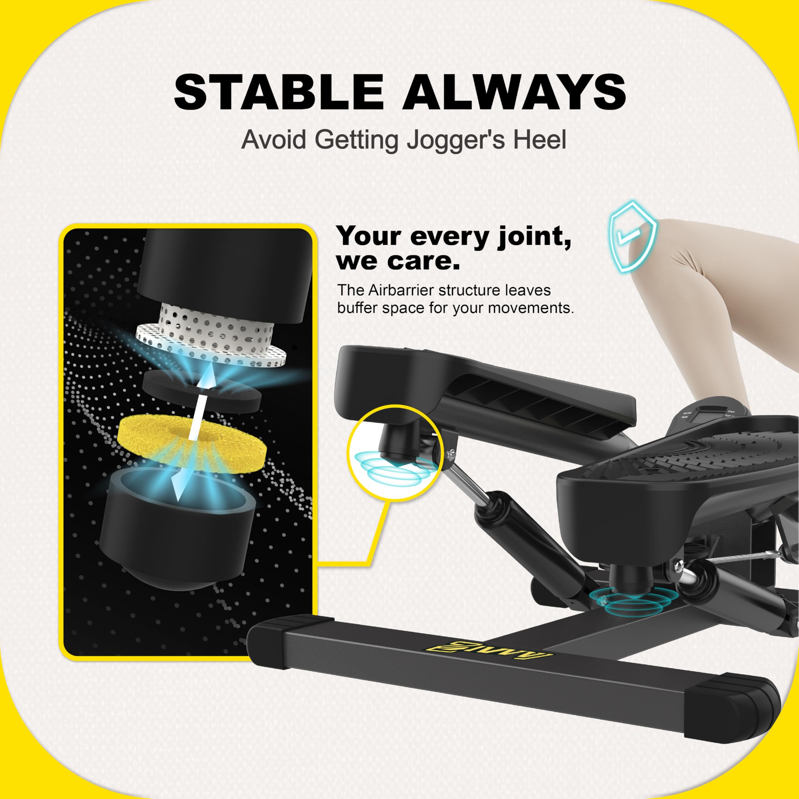 ZIWWVY Stepper Machine with Resistance Bands, Mini Stepper with 136 kg capacity