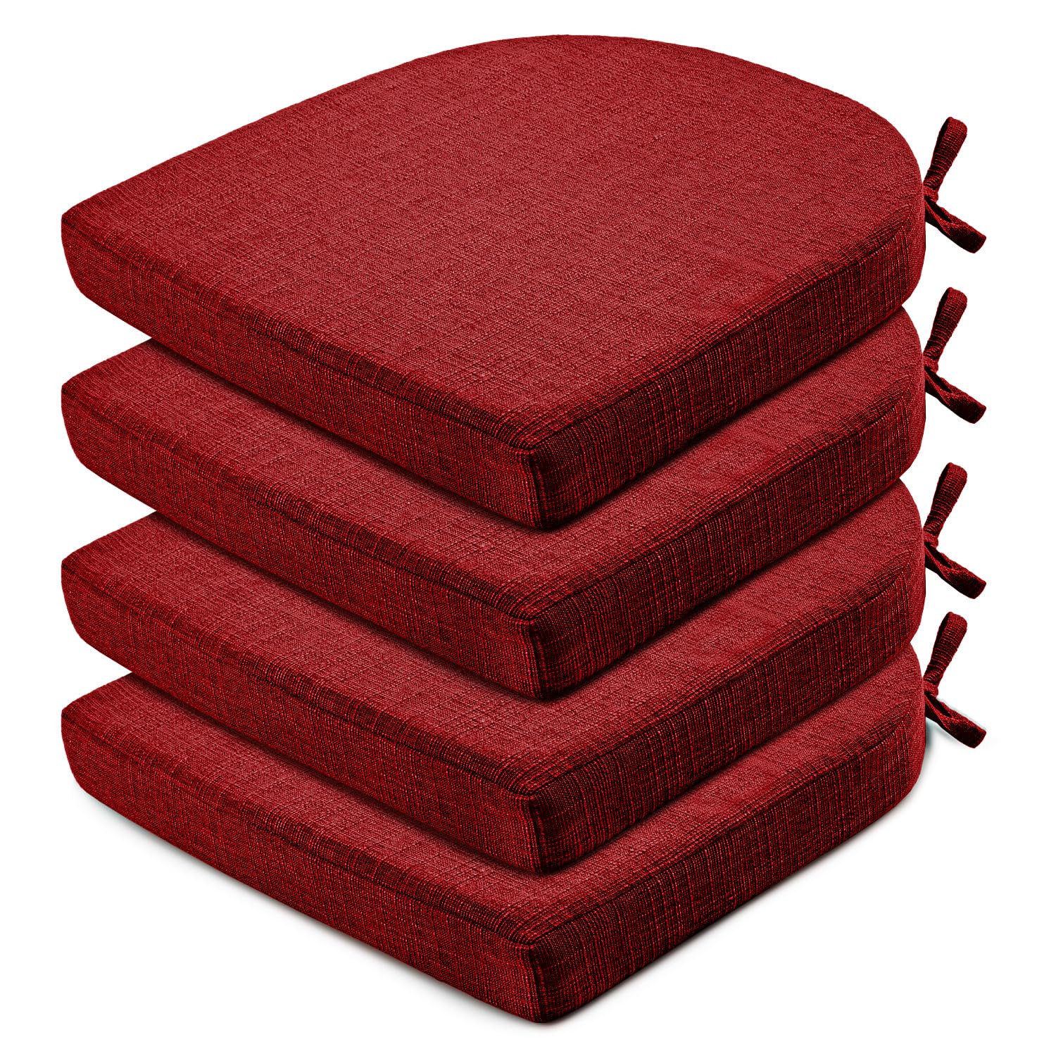 Wellsin Chair Cushions for Dining Chairs 4 Pack 40x40x5 cm, Red