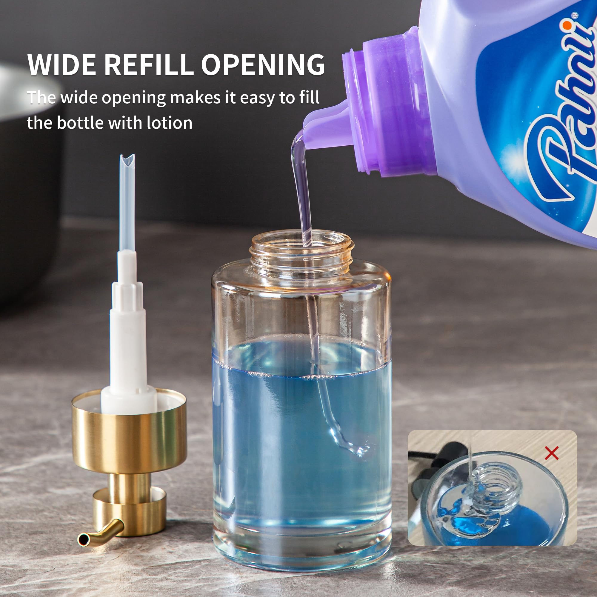 Enra Gold Foaming Soap Dispenser, 350 ml Thick Glass Bathroom Soap Dispenser (Gold Foam Dispenser)