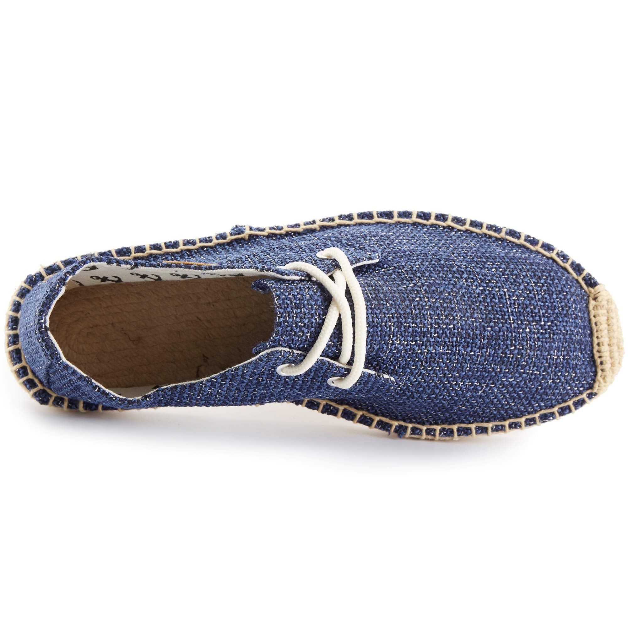 SIZE: 45 - Alexis Leroy Men's Closed Toe Lace Up Canvas Slip on Flat Espadrille Shoes Dark Blue
