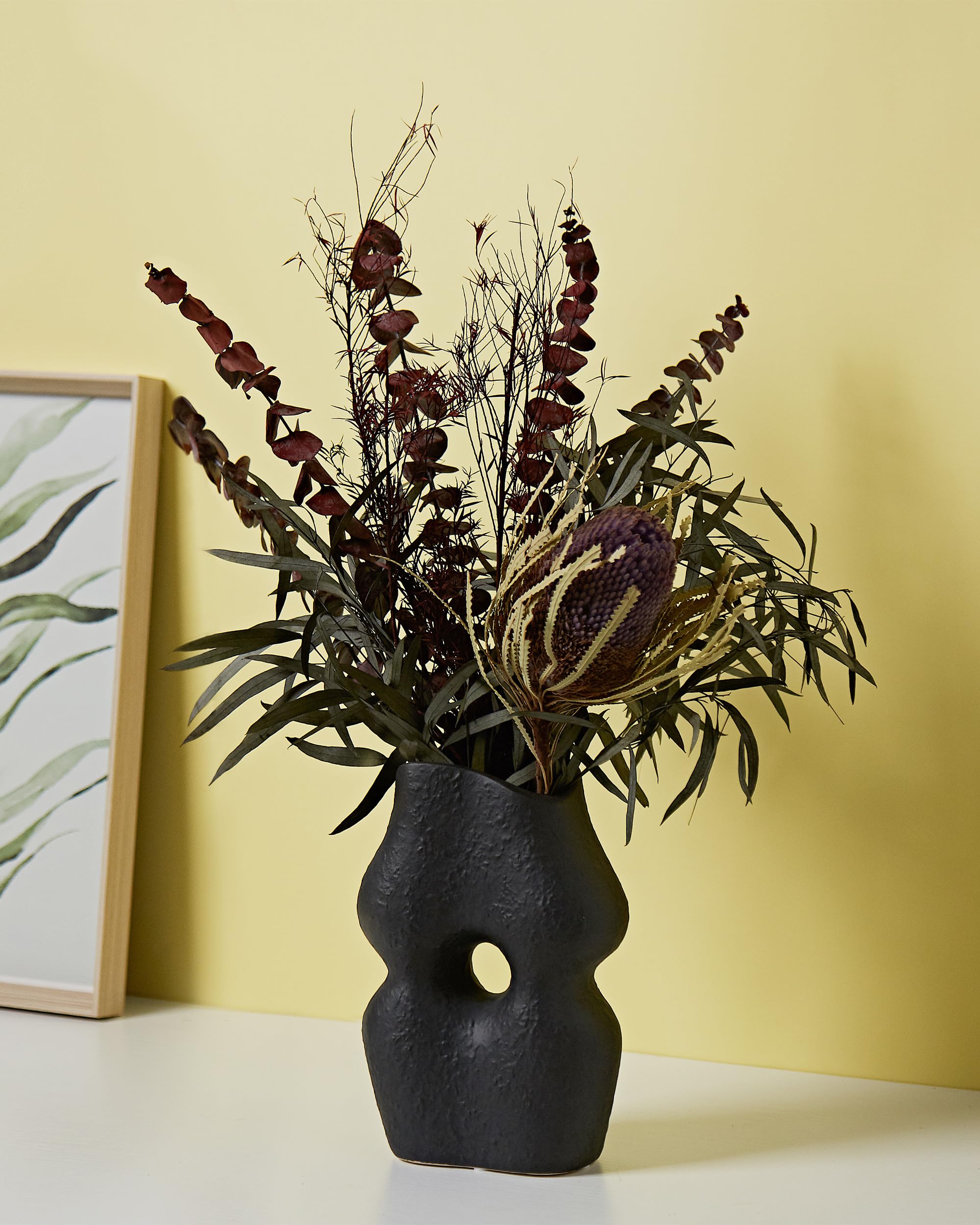 مجموعة مزهريات سيراميك بيضاء وسوداء من UPWOIGH، مكونة من قطعتين، مزهريات زهور عصرية بتصميم بوهو، لديكور المنزل