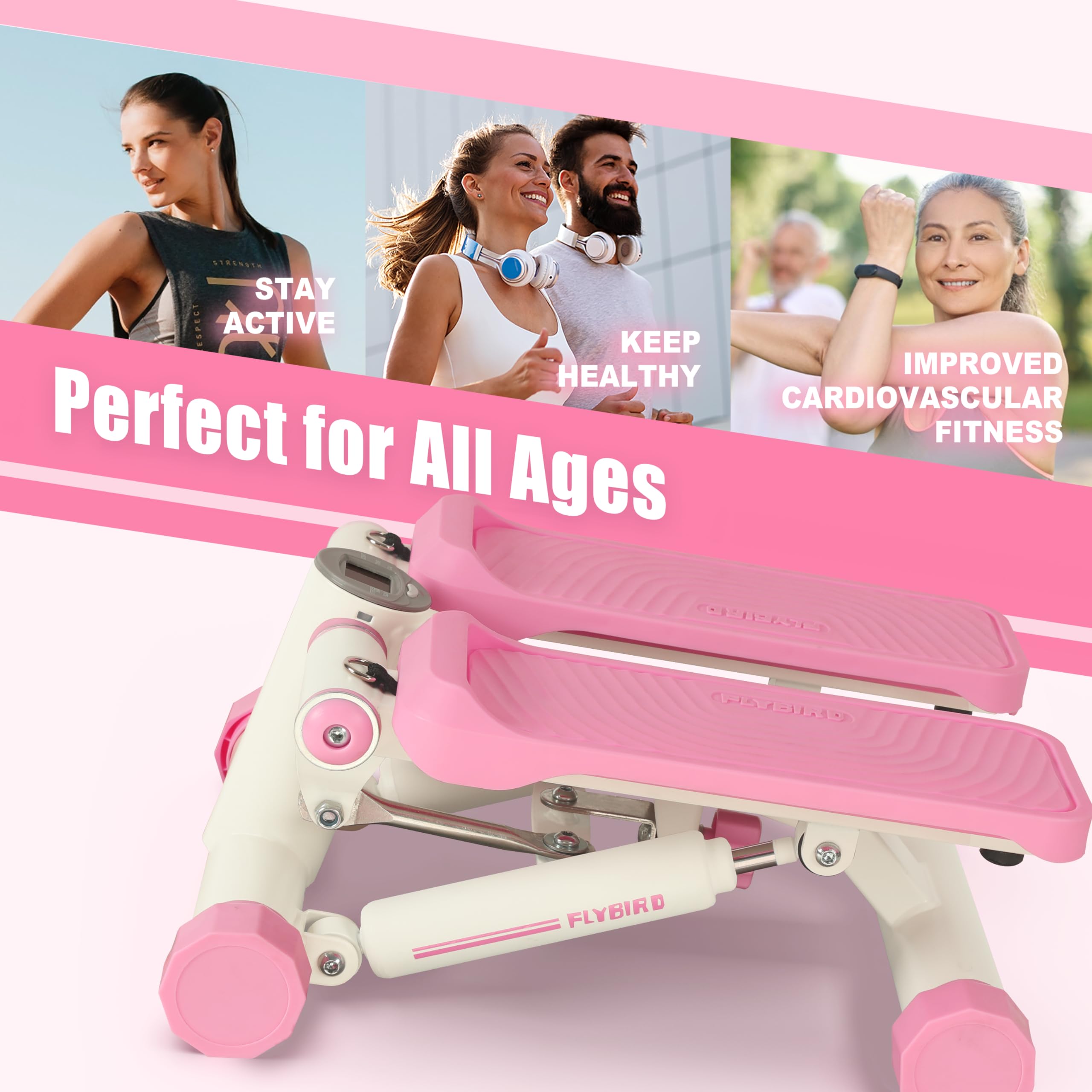 FLYBIRD Stepper for Exercise, Stair Stepper with Resistance Bands