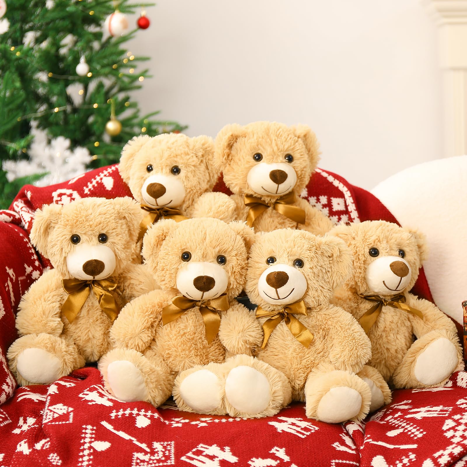 MorisMos 3 Packs Teddy Bears Bulk Stuffed Animals, Cute Small Plush Toys 35 cm, Brown