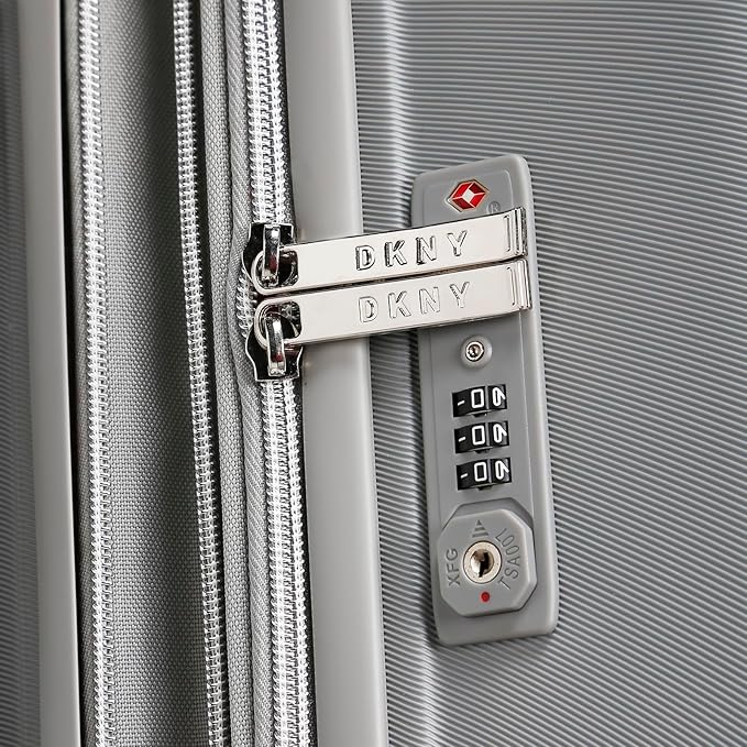 DKNY Charm Silver Luggage Expandable Lightweight Spinner Suitcase with TSA Lock Luggage