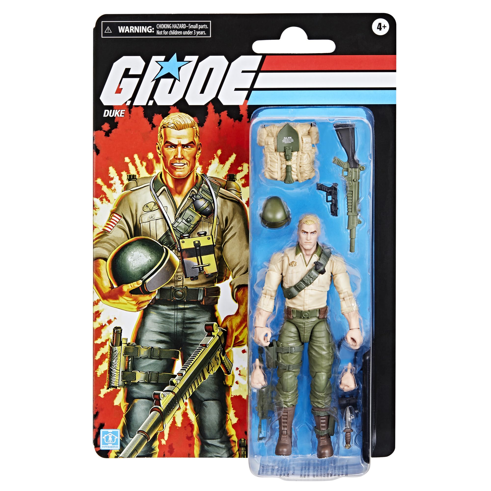 G.I. Joe Classified Series Retro Cardback Duke, Collectible 6-Inch Action Figure with 10 Accessories