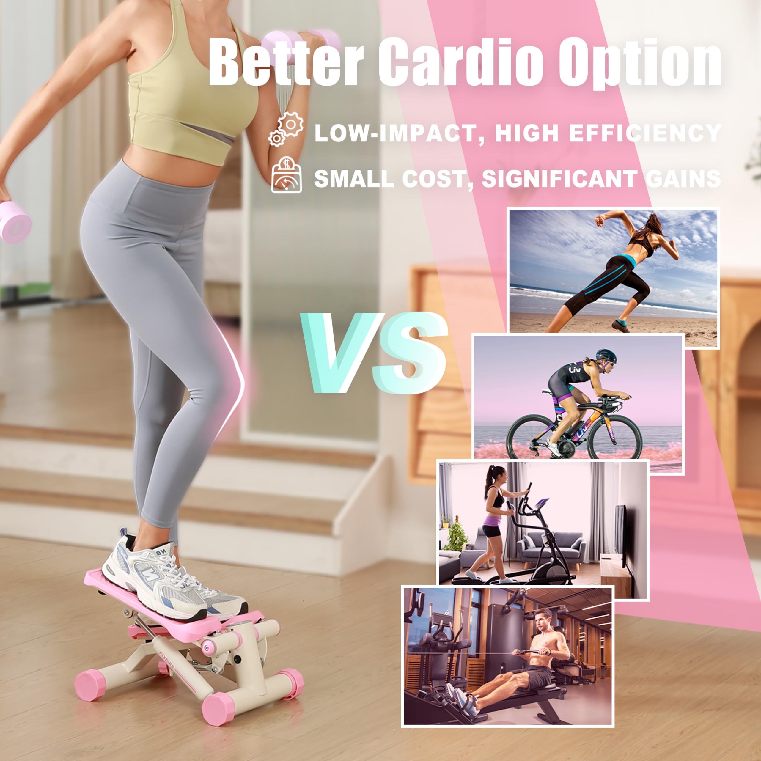 FLYBIRD Stepper for Exercise, Stair Stepper with Resistance Bands