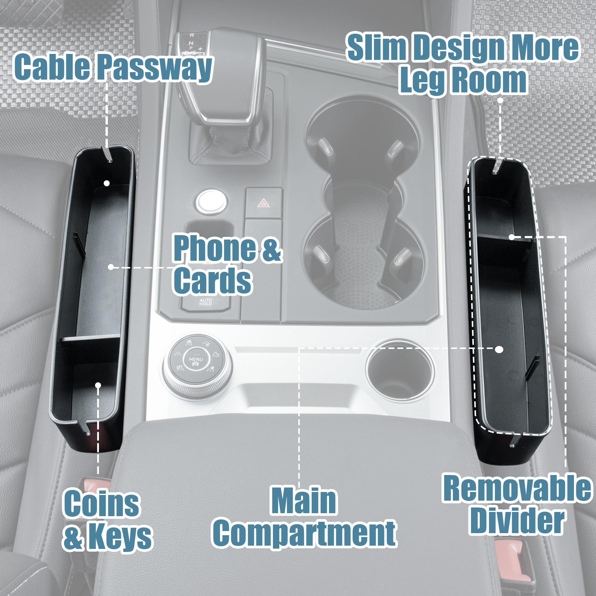 صندوق تخزين منظم لحشو فجوات مقعد السيارة من بافنيري، قطعة واحدة، منظم لمقعد السيارة بين المقاعد