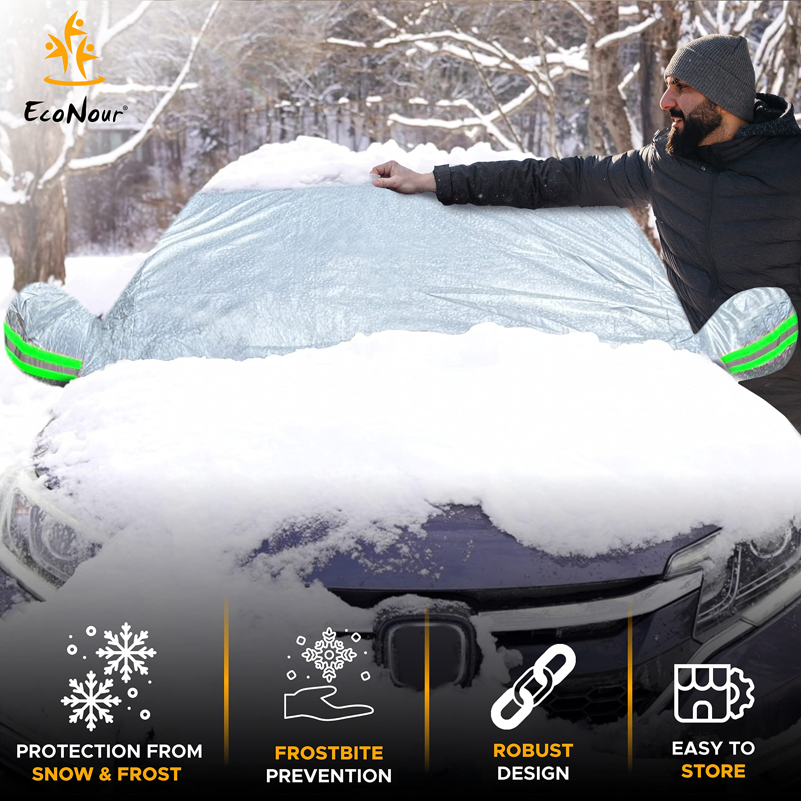 EcoNour Car Windshield Snow and Frost Cover | Water-Resistant, Windproof, Dustproof (SUV YL)