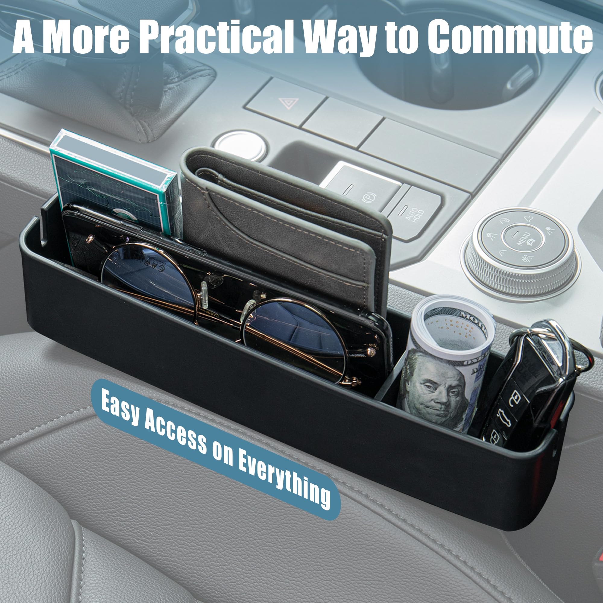 صندوق تخزين منظم لحشو فجوات مقعد السيارة من بافنيري، قطعة واحدة، منظم لمقعد السيارة بين المقاعد