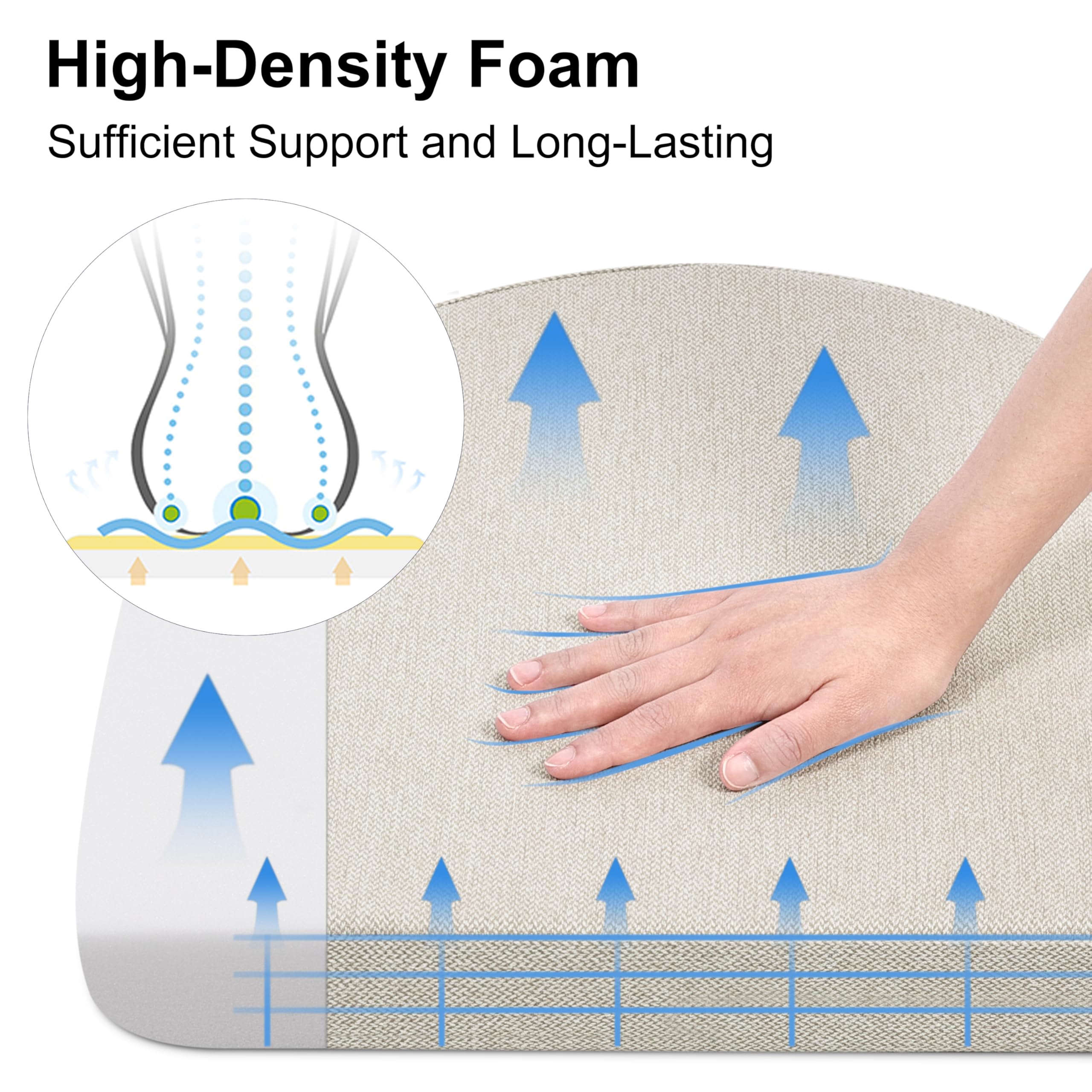 وسائد كراسي الطعام من شينوا، عبوة من 6 وسائد، وسائد كراسي المطبخ مع أربطة، وسائد كراسي طعام مانعة للانزلاق مع غطاء قابل للغسل في الغسالة، 43×42 سم، لون بيج