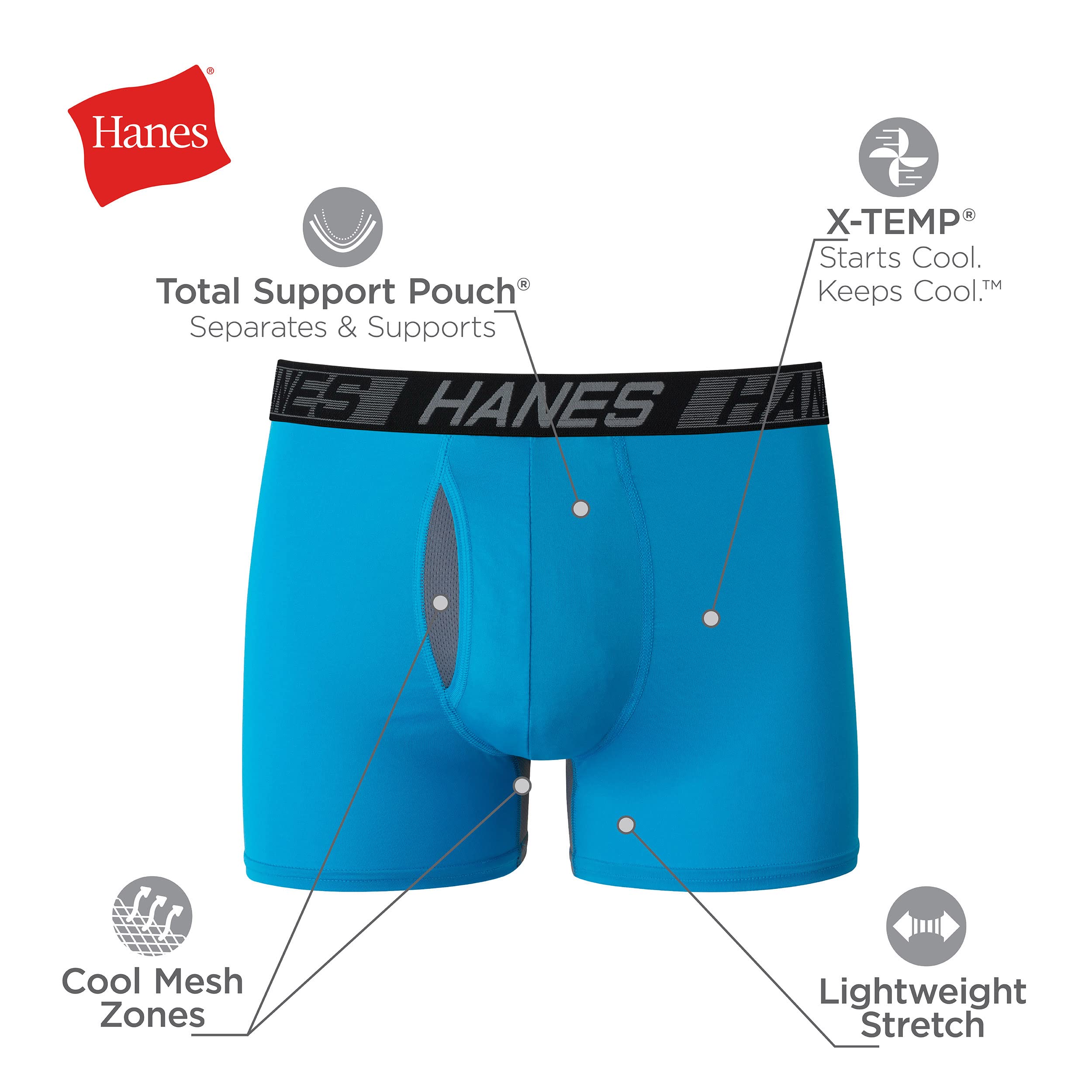 Size: XL - Hanes mens X-temp Total Support Pouch Boxer Brief Underwear, Anti-chafing, Moisture-wicking Underwear, Multi-pack Boxer Briefs (pack of 3)