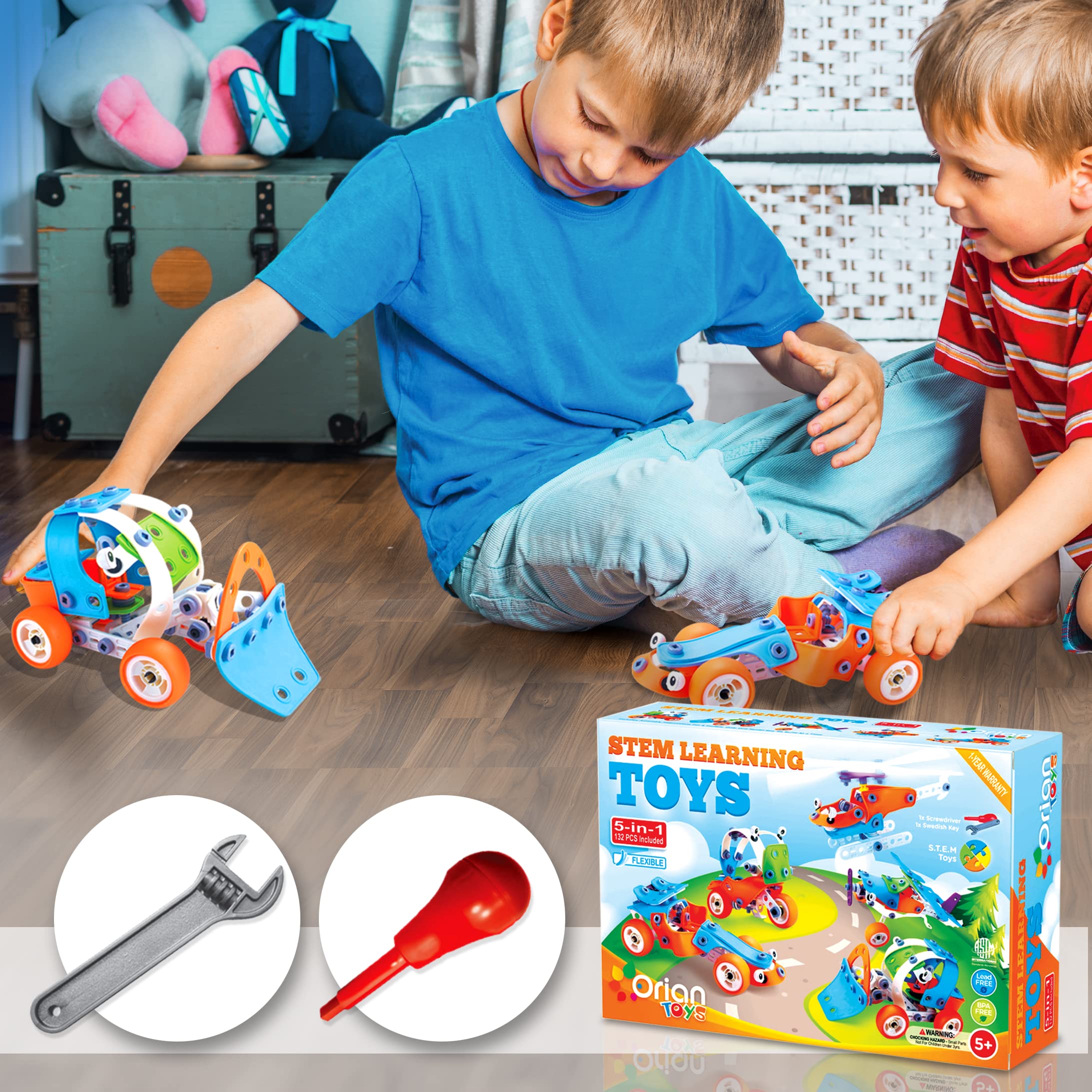 Orian 5 in 1 STEM Learning Toys for Boys and Girls, Best IQ Builder STEM Learning Toys