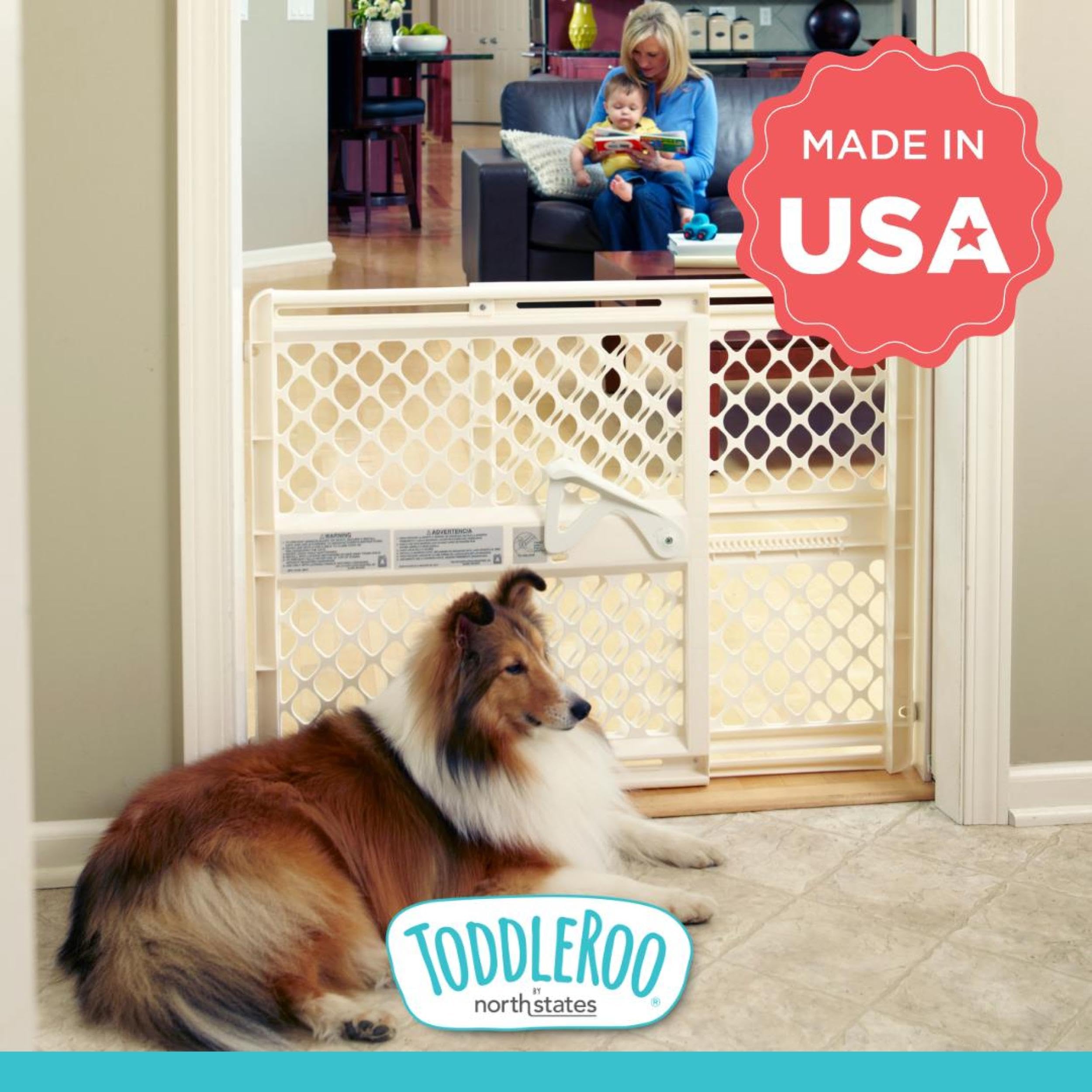 Toddleroo by North States Supergate Ergo Child Gate, Baby Gate for Stairs and Doorways.