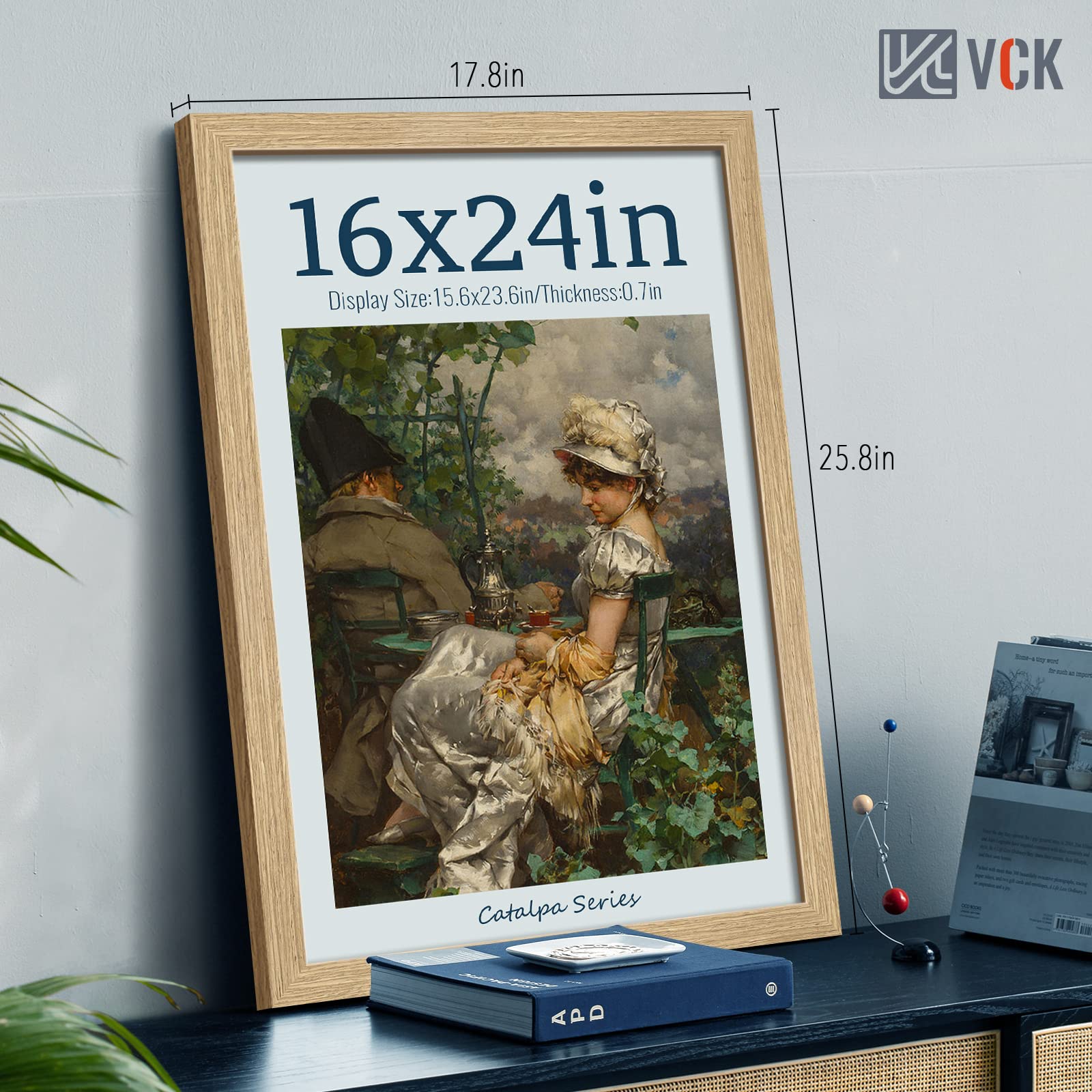 إطار من خشب البلوط VCK مقاس 40×60 سم للملصقات والصور، إطار صور من الخشب الصلب الطبيعي، إطار معرض حائطي