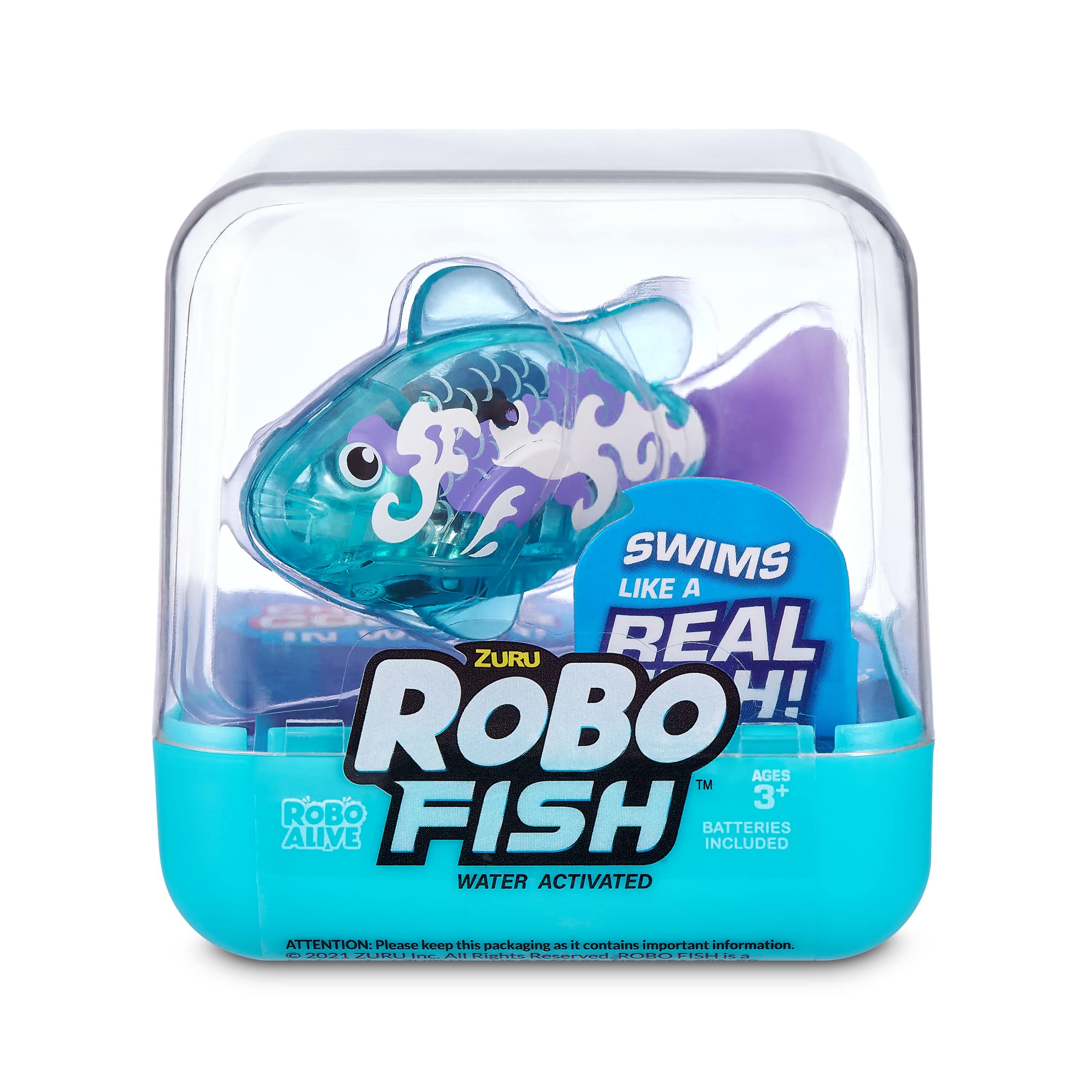 Robo Alive Robo Fish Series 2 (Teal + Orange 2 Pack) by ZURU Robotic Swimming Fish Water Activated, Changes Color, Comes with Batteries, Amazon Exclusive - Teal + Orange (2 Pack), 7165E