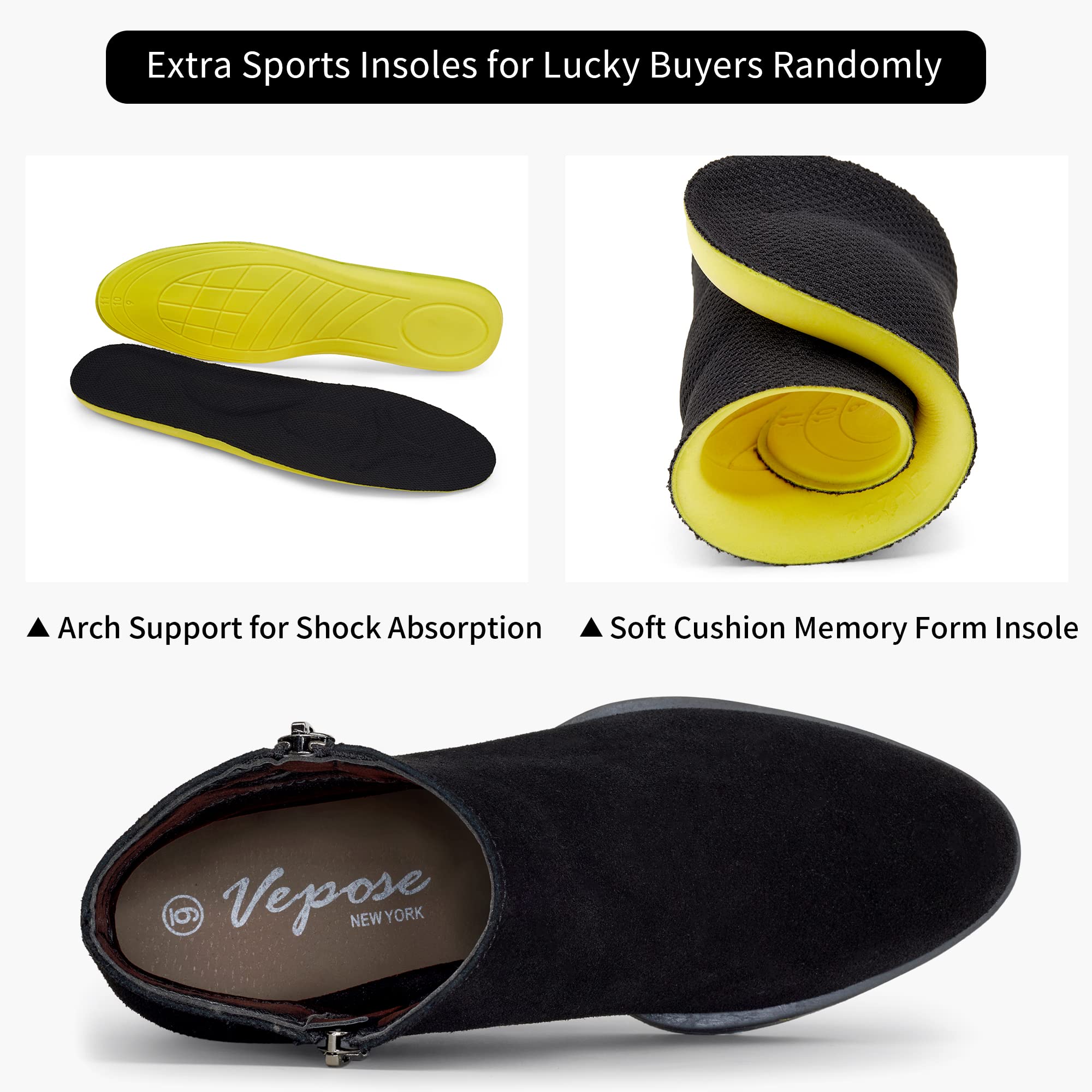 Size: 39 - Vepose Women's 9002 Suede Leather Low Booties, Ankle Boots, Black, Low Heel Elegant Boot(CJY9002 Black)