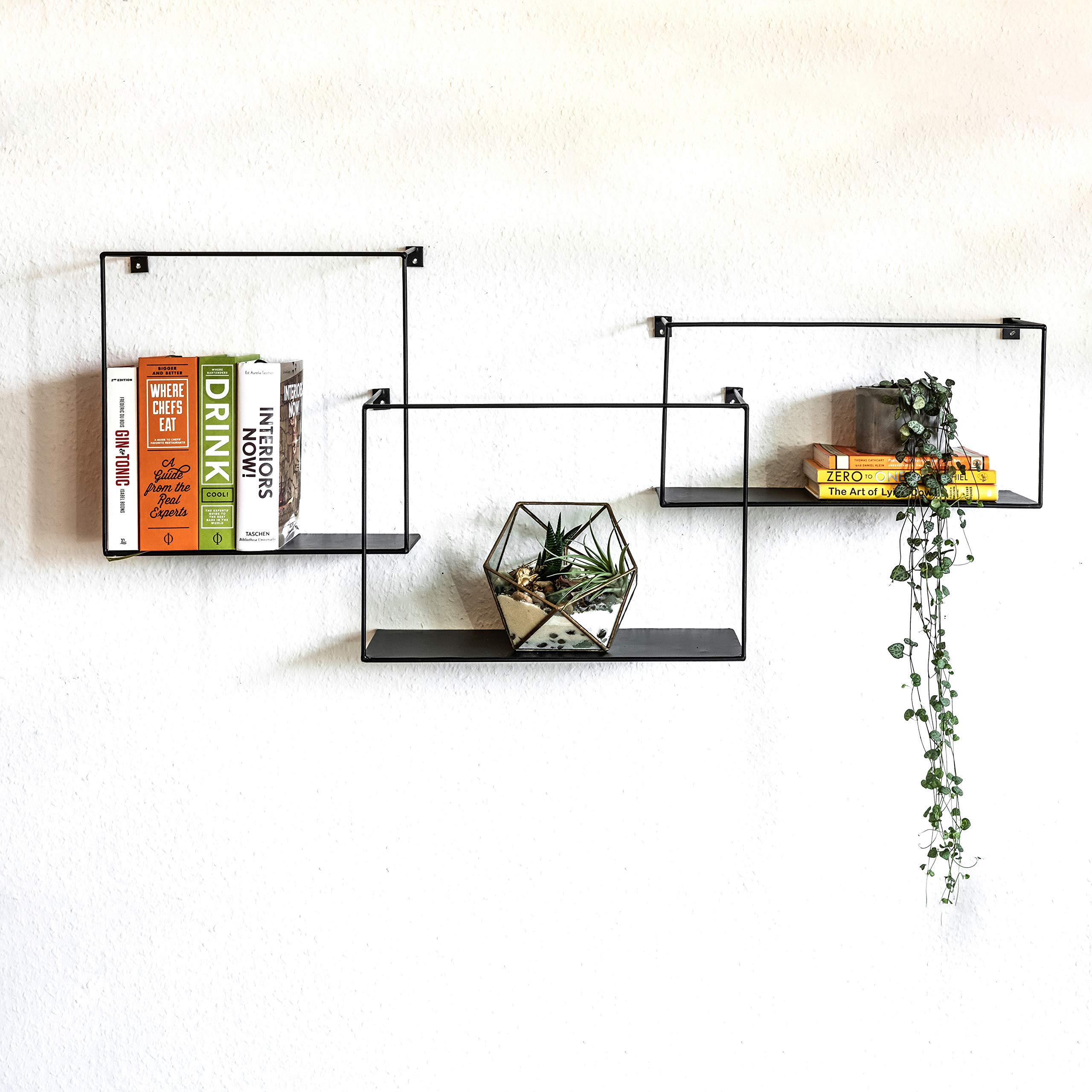 kimisty Set of 3 Metal Intersecting Wall Shelves