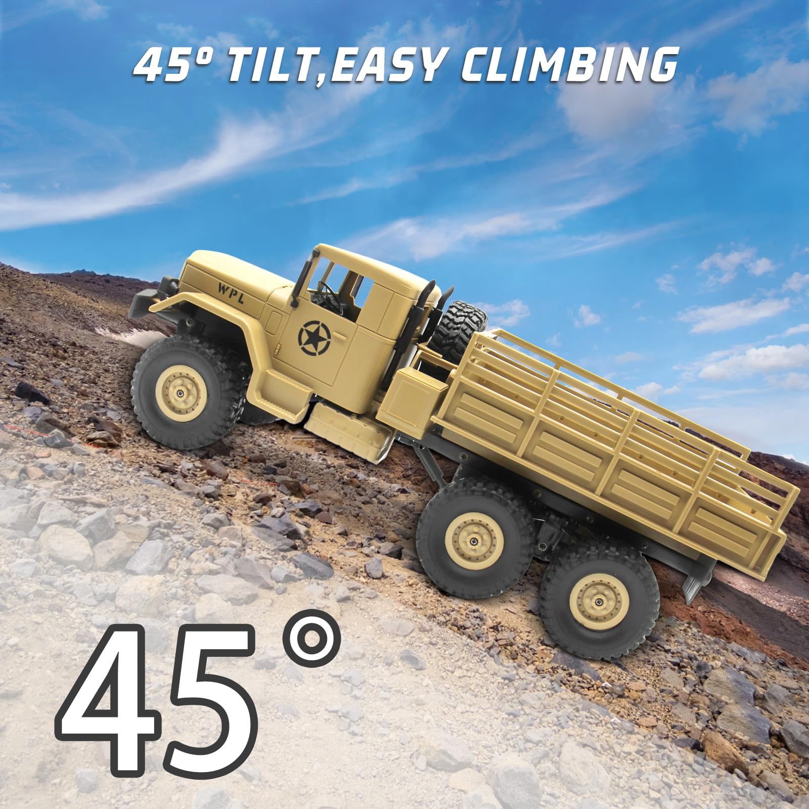 Spobot RC Military Transport Truck, RC Off-Road Vehicle 6WD with All Terrain, Remote Control Rack Car With2 Set of Batteries &Realistic Light is Good for Kid Gift