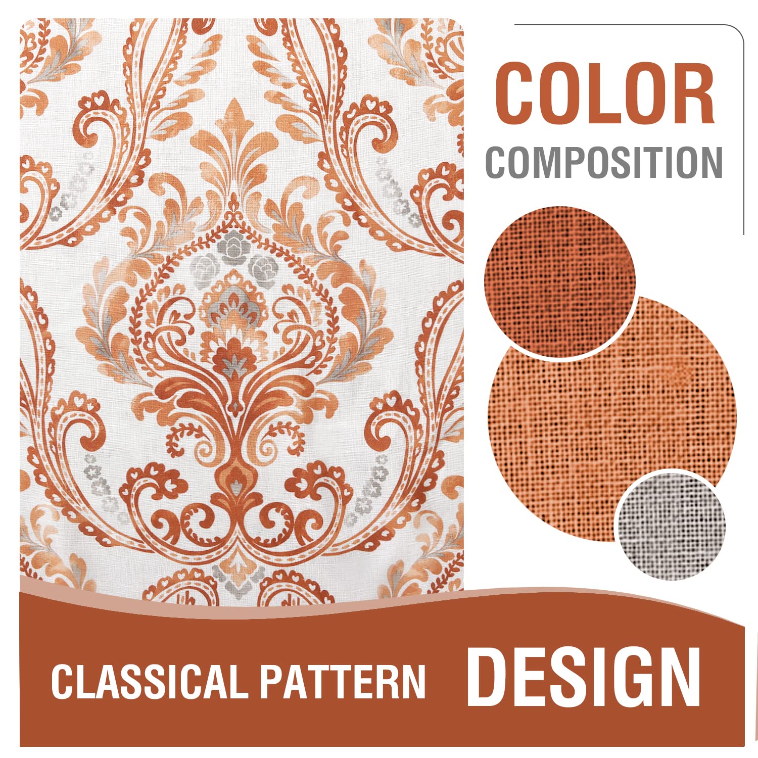 ستائر كتان من H.VERSAILTEX بطول 160 سم، مكونة من لوحين، لون أحمر تيري، بنقشة زهور