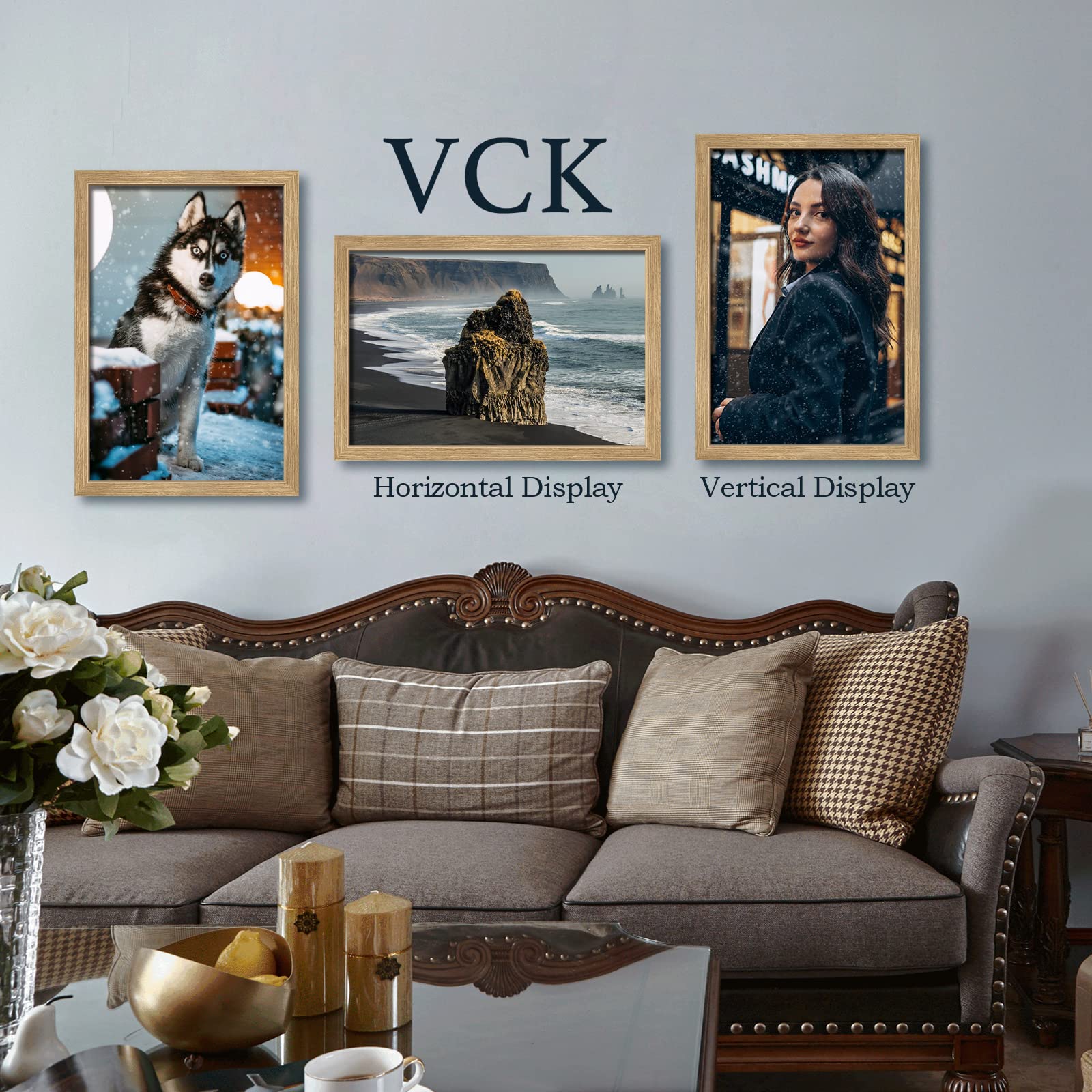 إطار من خشب البلوط VCK مقاس 40×60 سم للملصقات والصور، إطار صور من الخشب الصلب الطبيعي، إطار معرض حائطي