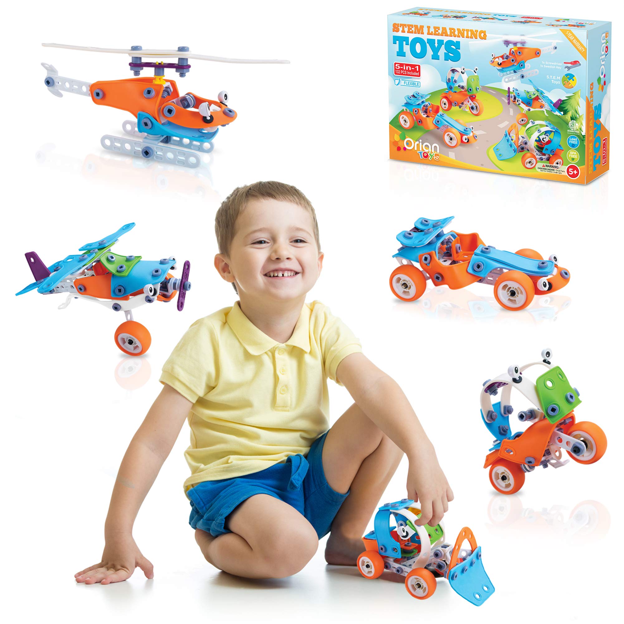 Orian 5 in 1 STEM Learning Toys for Boys and Girls, Best IQ Builder STEM Learning Toys