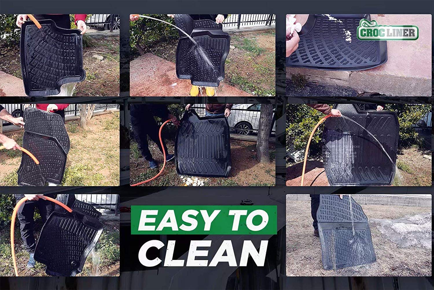 Croc Liner Floor Mats Front and Rear All Weather Custom Fit Floor Liner Compatible with Audi A4 (2009-2016 (Black))