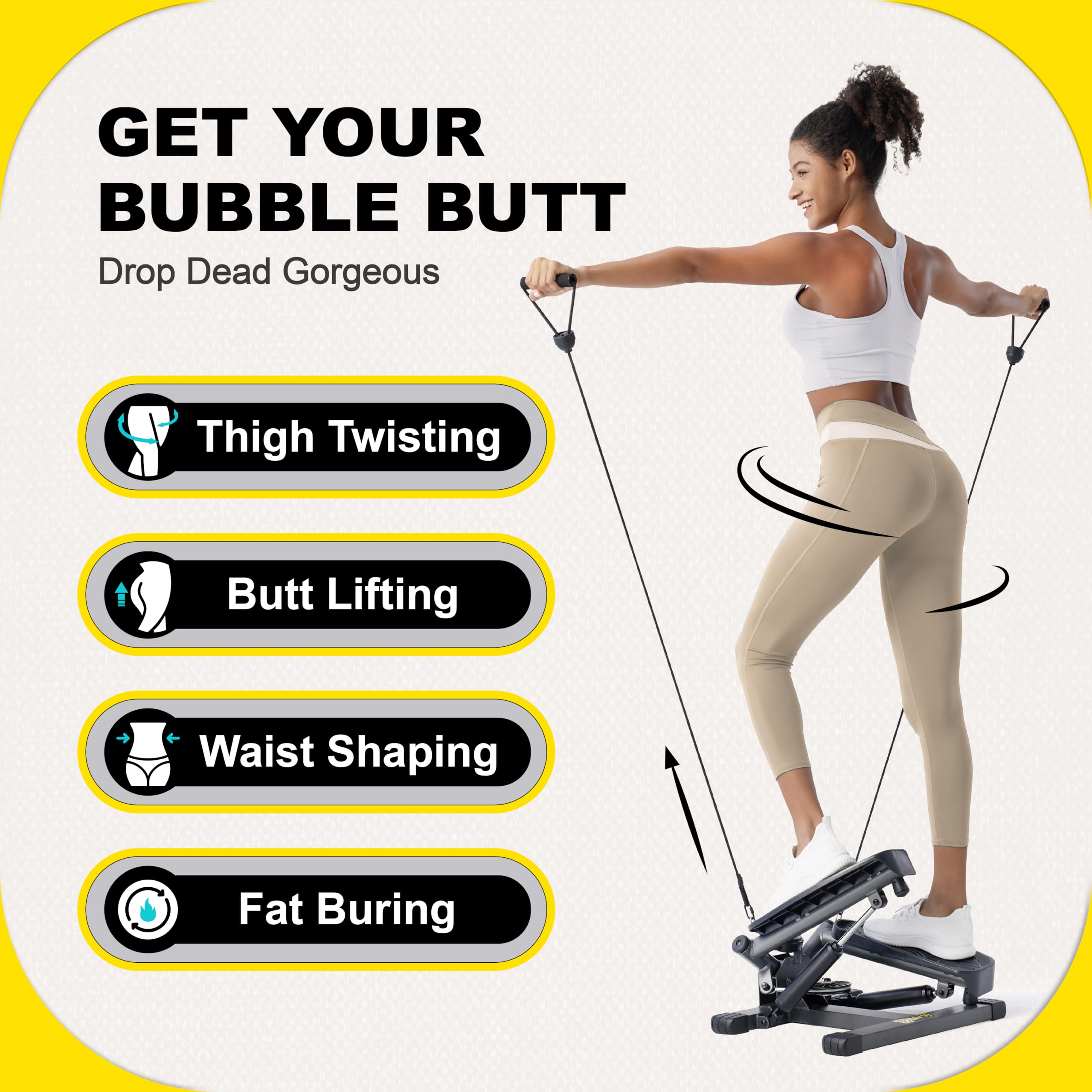 جهاز ZIWWVY Stepper مع أشرطة مقاومة، جهاز Stepper صغير بسعة 136 كجم