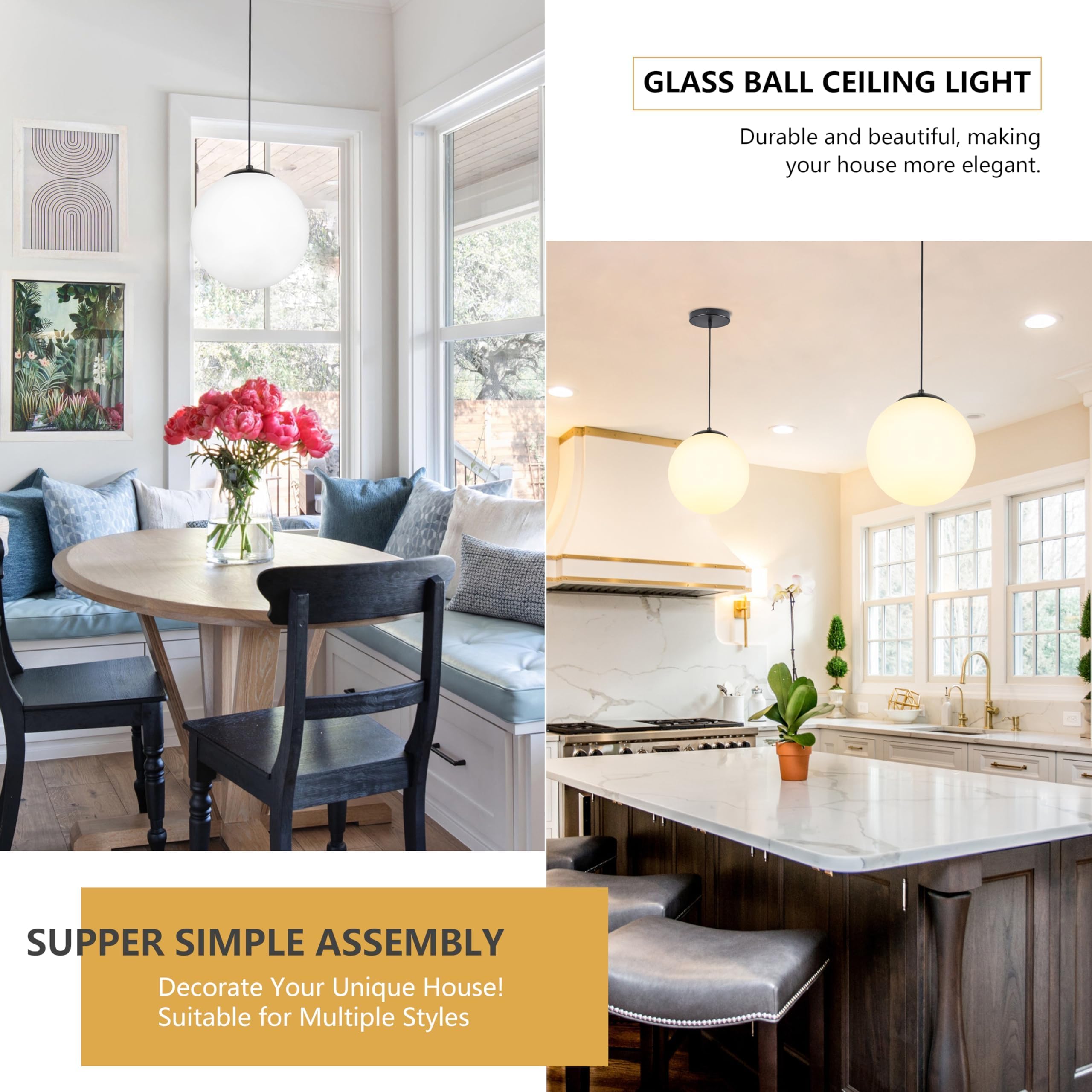 مصباح معلق كروي من كوكو ويوكينا، مقاس 25 سم، أسود، منتصف القرن