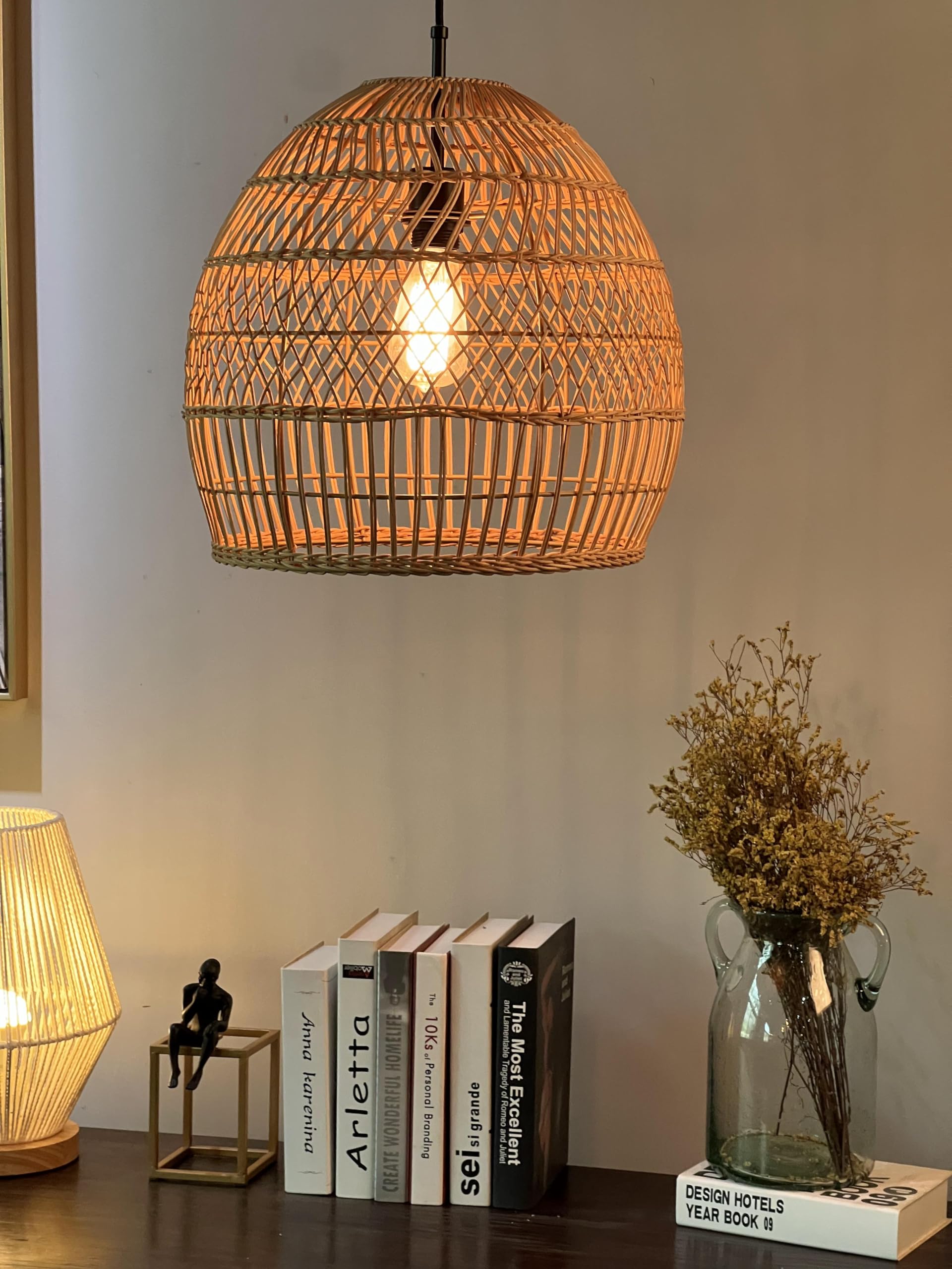 ELYONA 41 cm Large Modern Boho Rattan Chandelier
